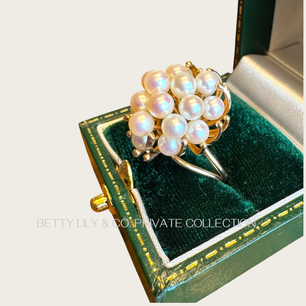 Vintage 14K Gold Split-Shank Natural Pearl Cluster Ring | Private Collection