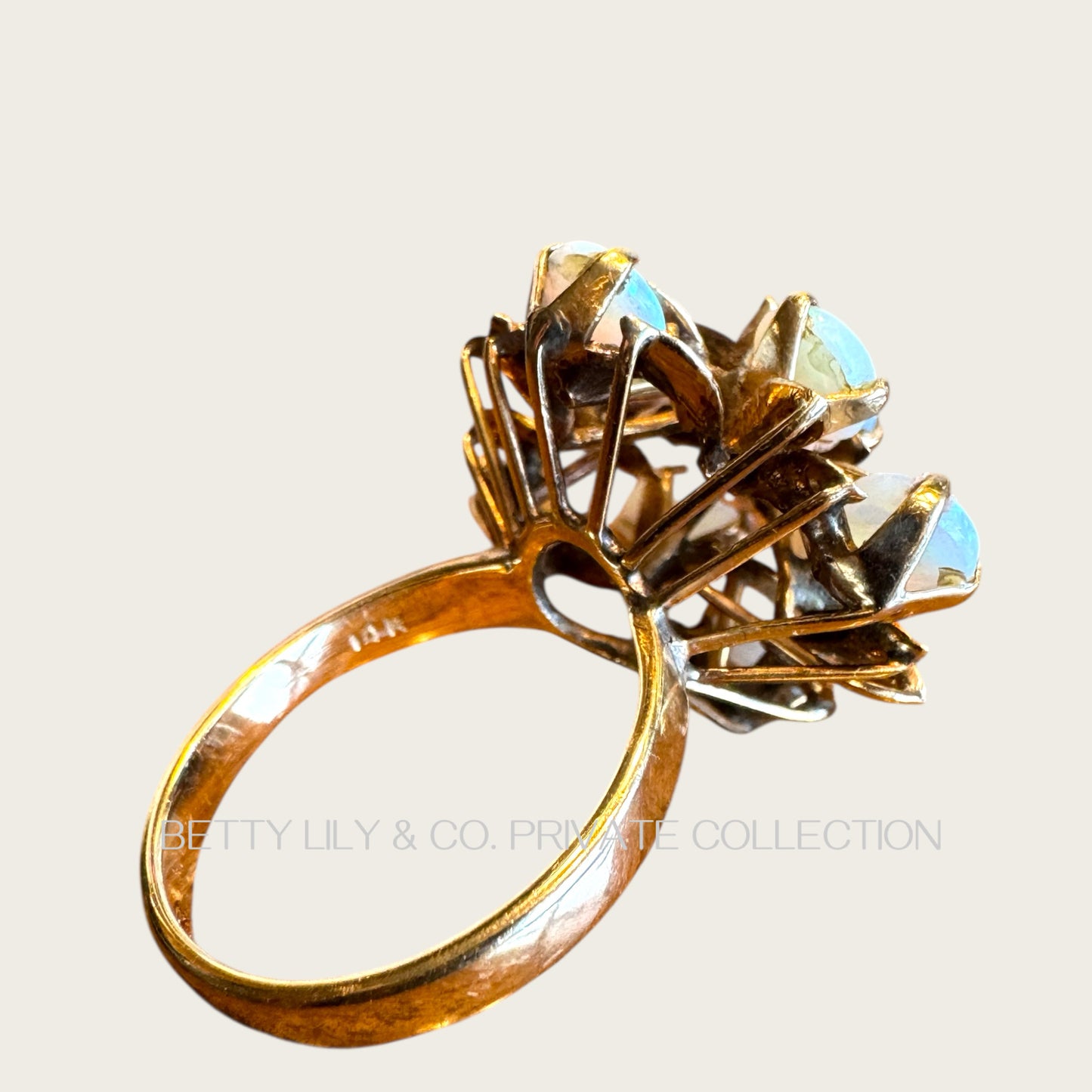 Vintage 14K Gold Domed Natural Opal Cluster Ring | Private Collection