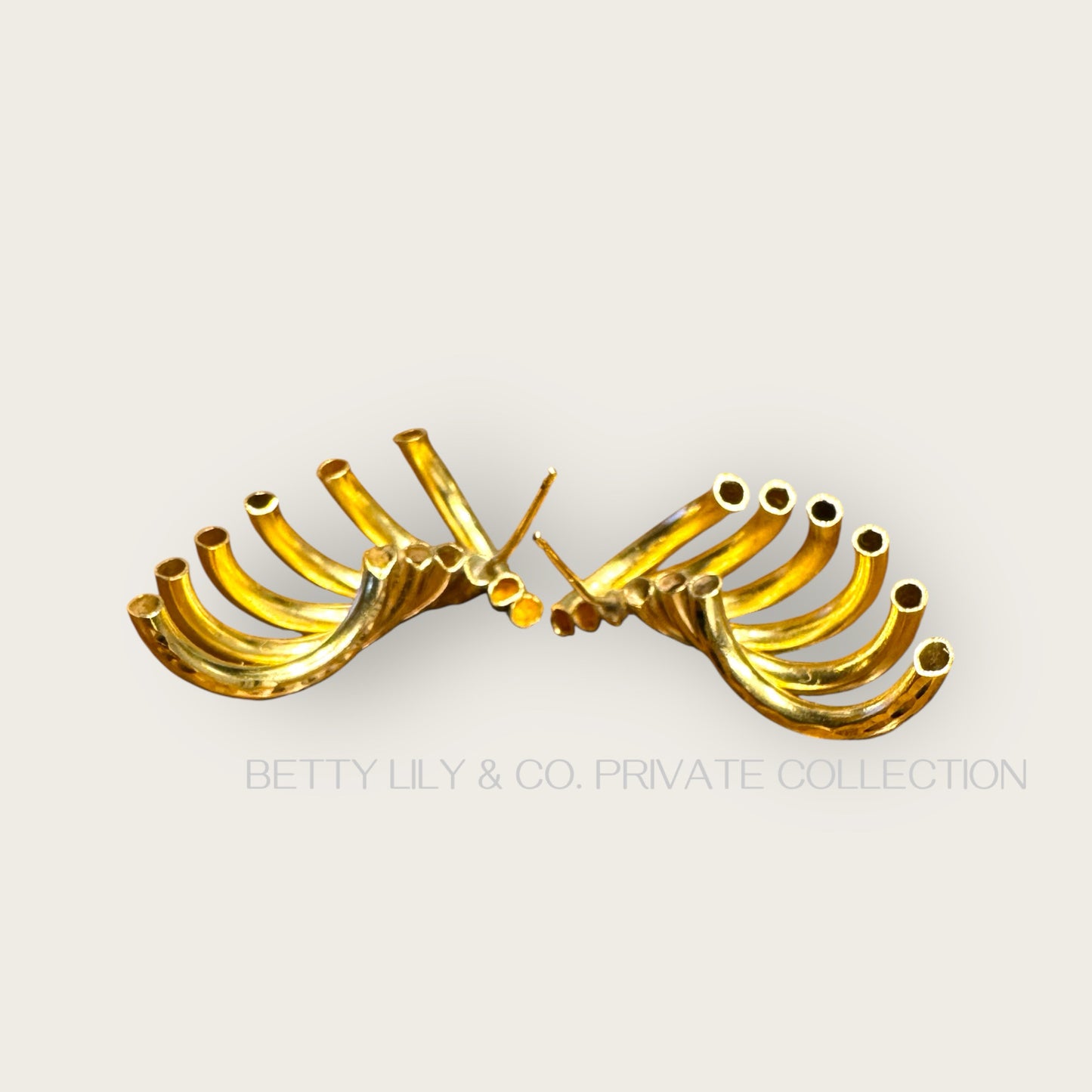 Vintage 14K Gold Sculptural Textured Wing Earrings | Private Collection.