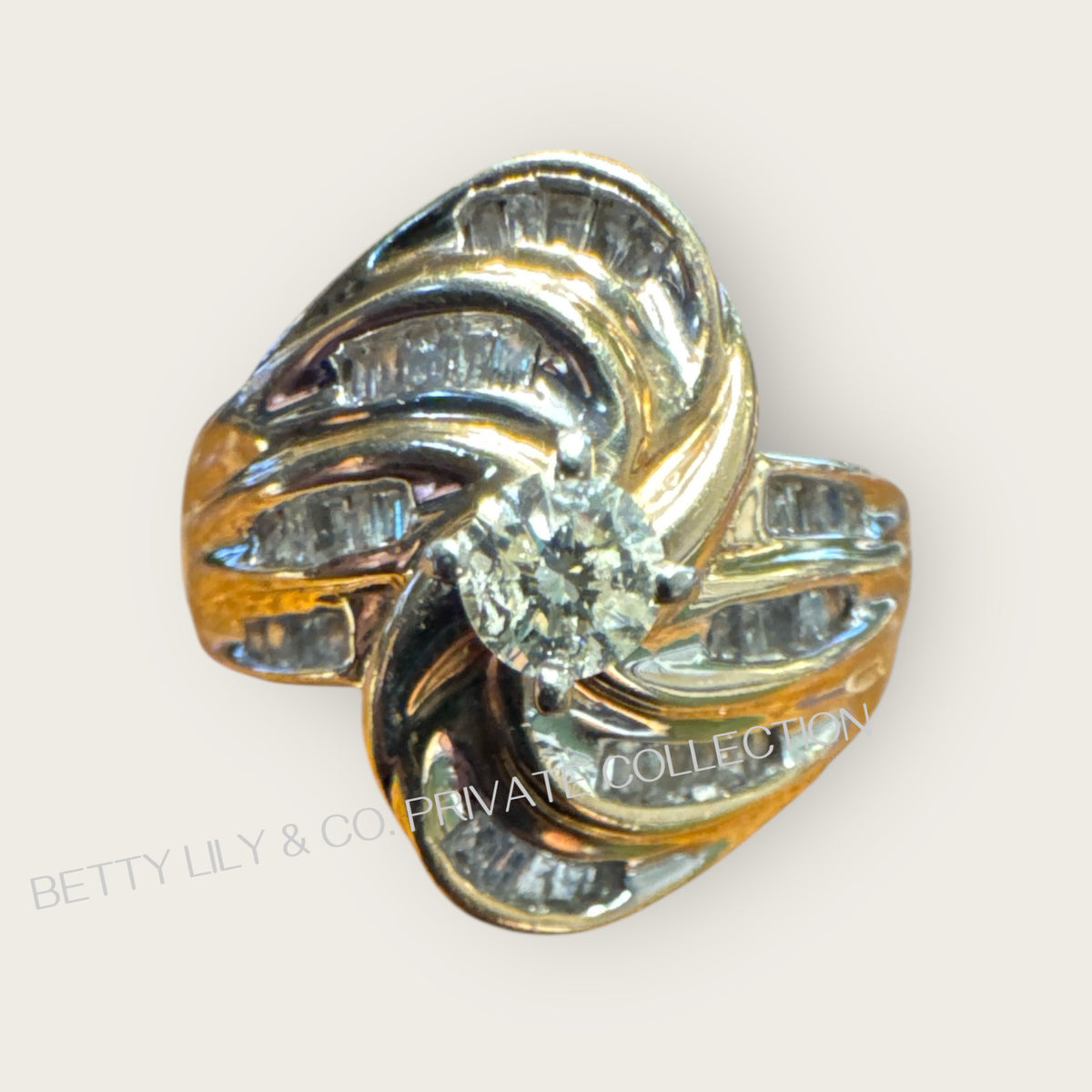 Vintage 10K Yellow Gold Baguette Diamond Ring | Private Collection.