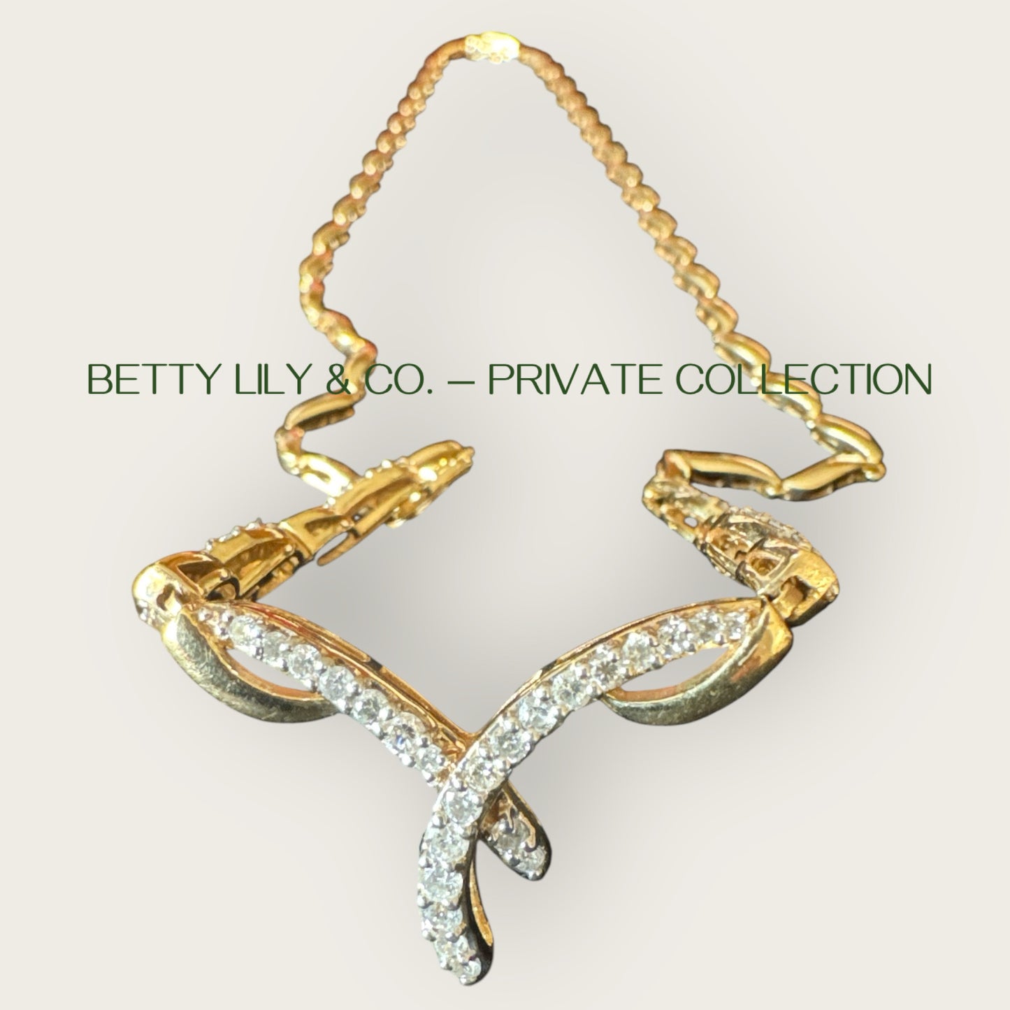 14k Yellow Gold, White Gold & Diamond Ribbon Twist Necklace | Private Collection