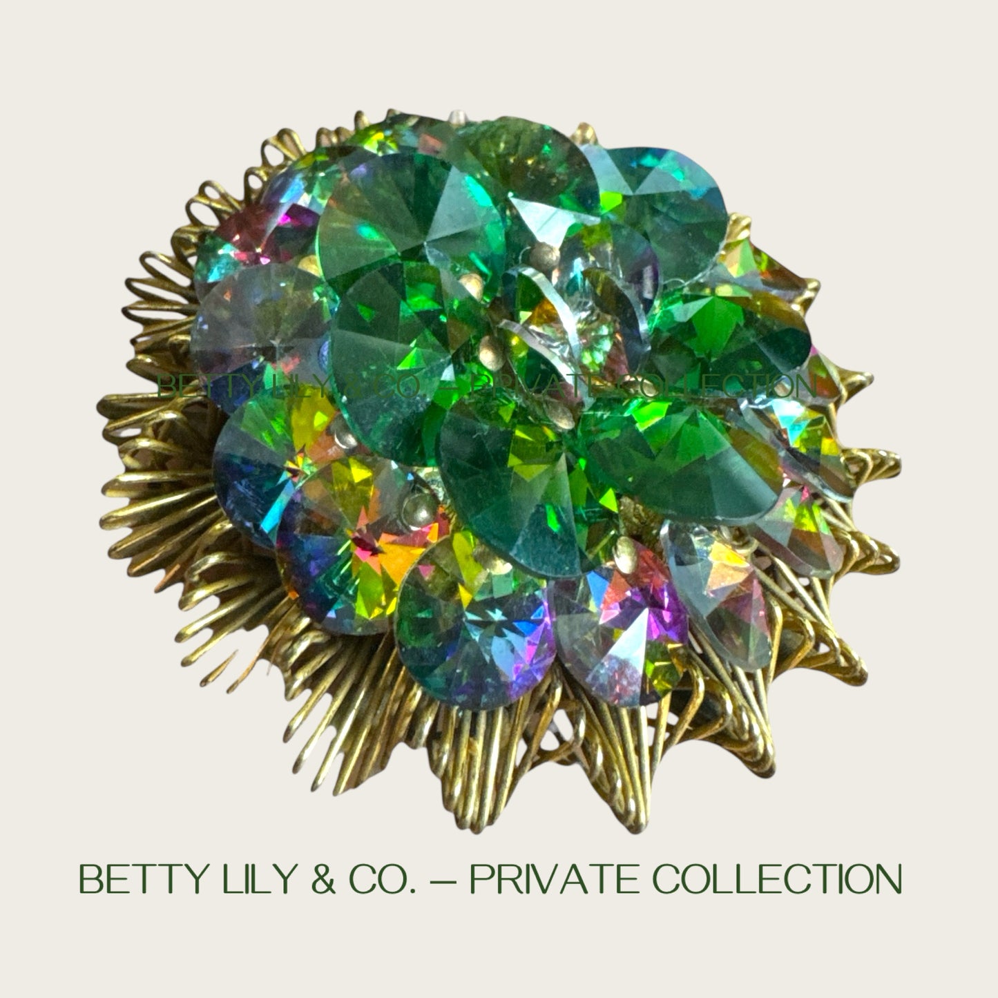 Vintage Singed Alice Caviness Watermelon Rivoli Starburst Brooch & Earrings | Private Collection