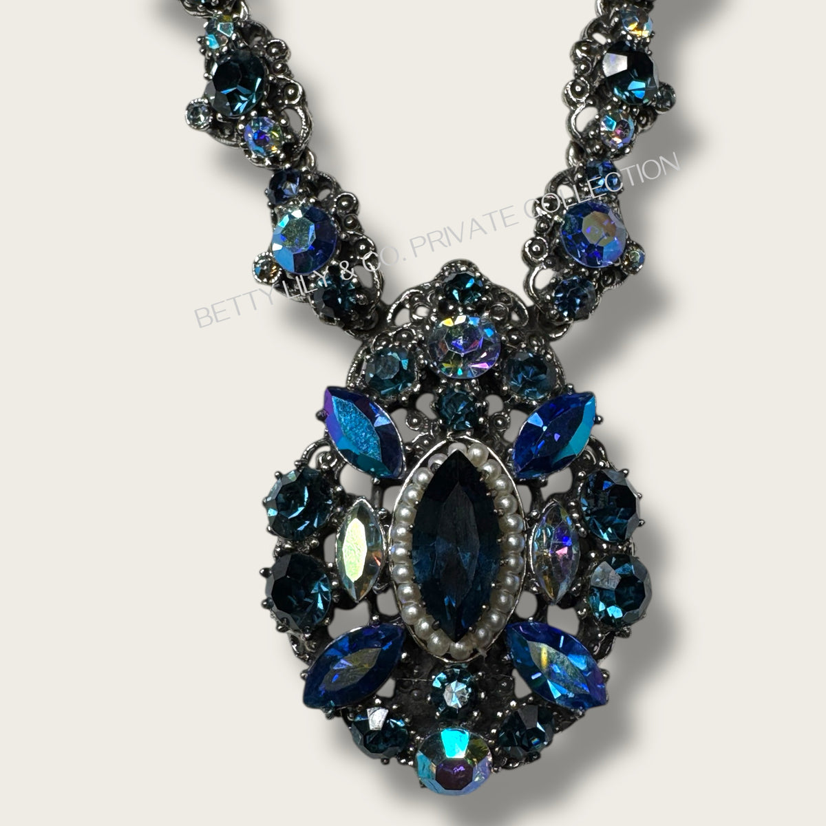 Vintage Signed Weiss Midnight Blue Aurora Statement Necklace | Private Collection
