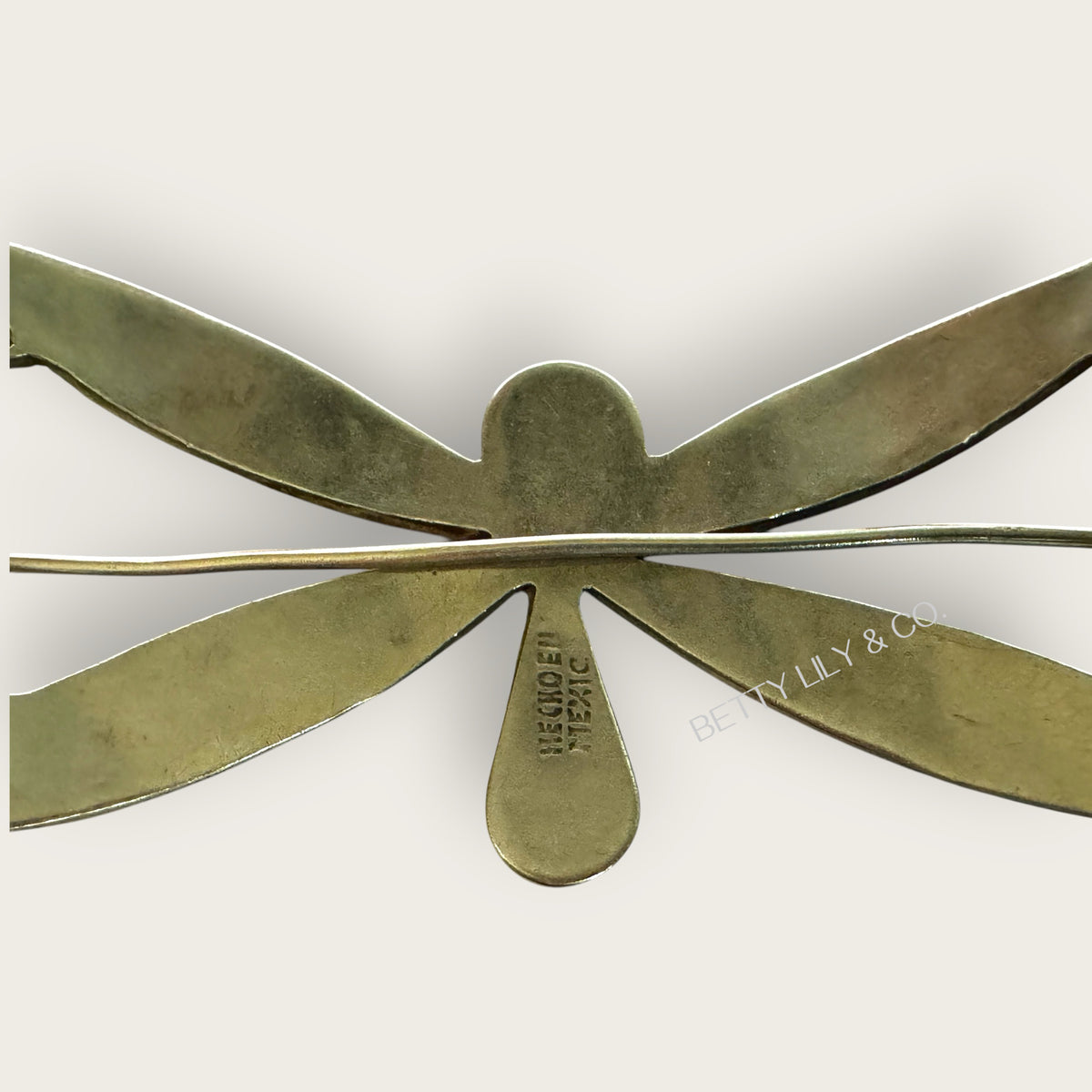 Vintage Mexican Abalone Inlay Dragonfly Hair Ornament – Signed Hecho en Mexico