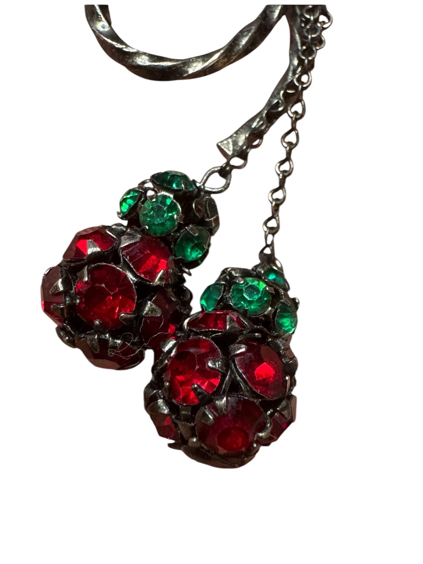 Vintage 1950s Austrian Rhinestone Fruit Cluster Bow Brooch