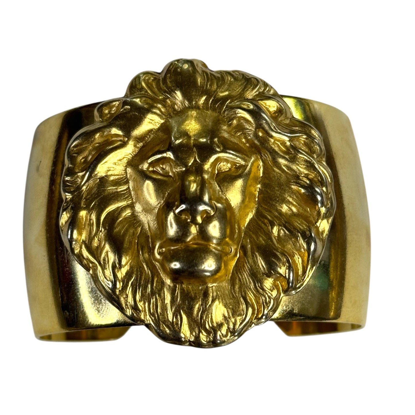 Bold Vintage Gold-Tone Lion Head Cuff Bracelet – Regal Statement Piece