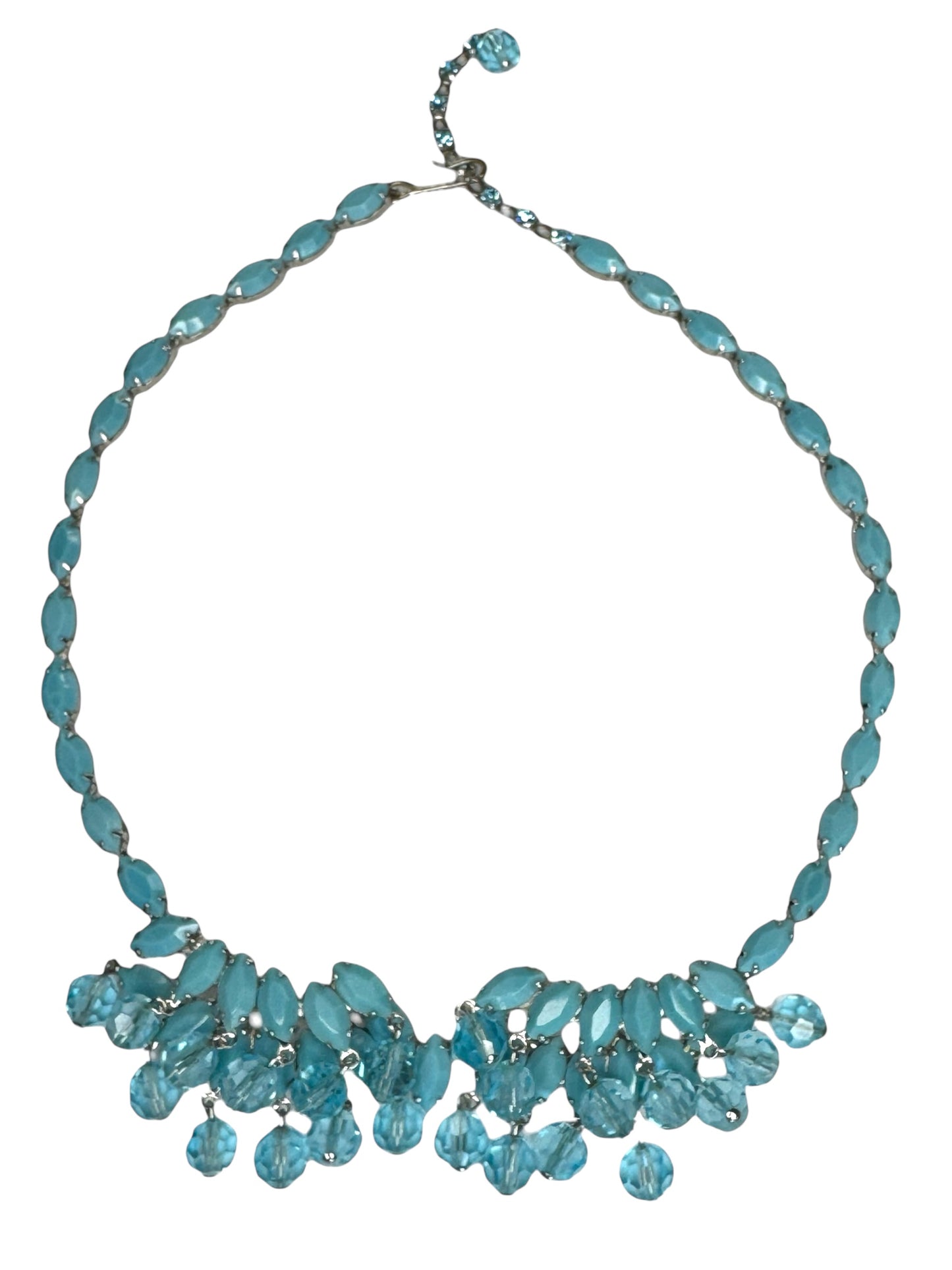 Vintage 1950s Signed Weiss Aqua Opaline Rhinestone Parure – Necklace, Bracelet & Earrings Set