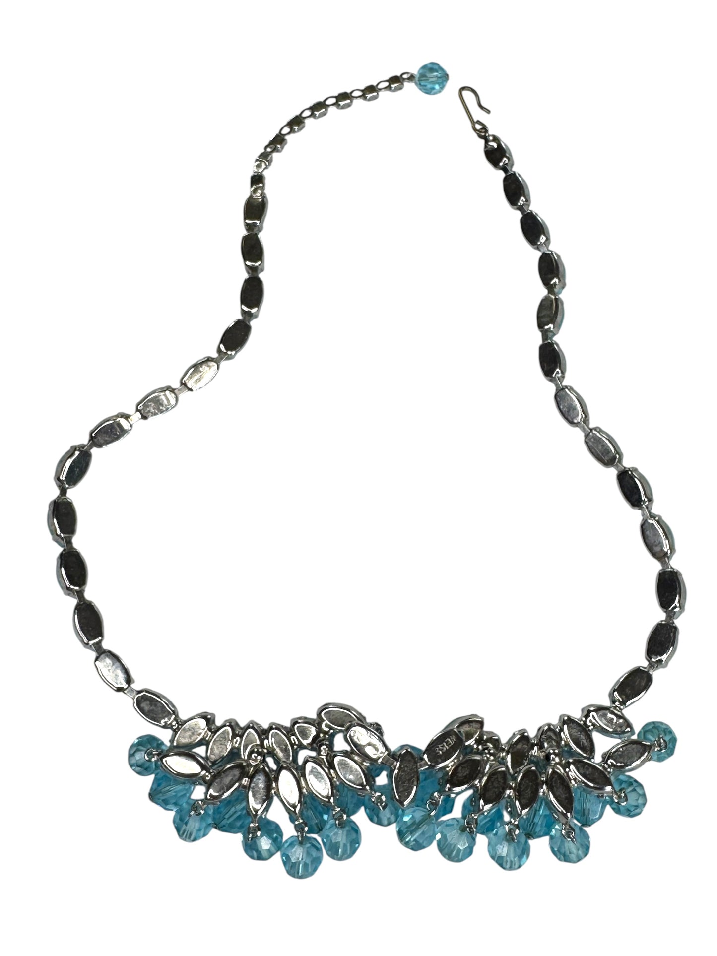 Vintage 1950s Signed Weiss Aqua Opaline Rhinestone Parure – Necklace, Bracelet & Earrings Set
