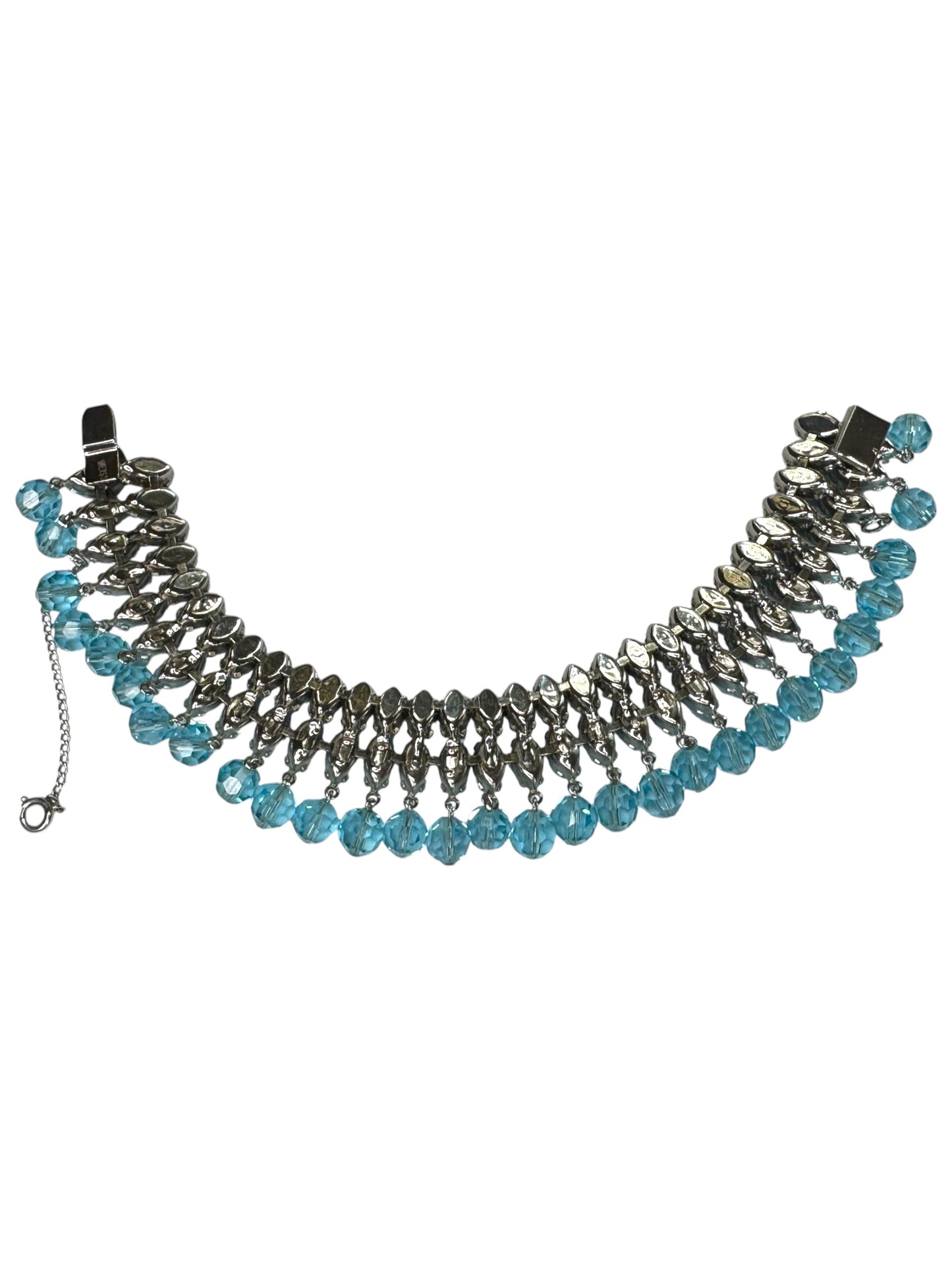 Vintage 1950s Signed Weiss Aqua Opaline Rhinestone Parure – Necklace, Bracelet & Earrings Set