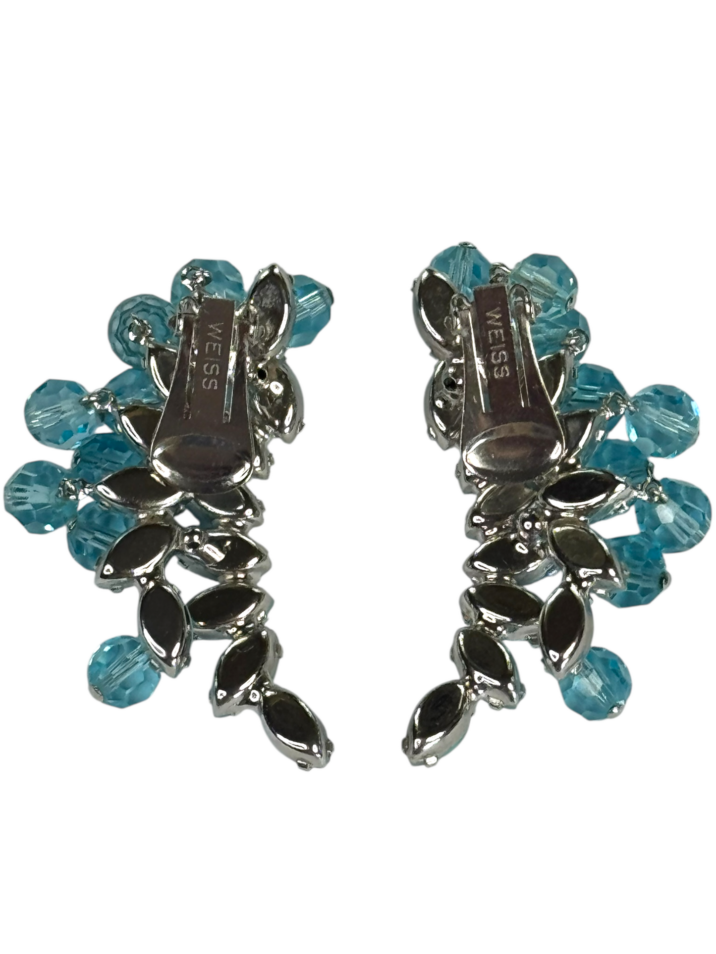 Vintage 1950s Signed Weiss Aqua Opaline Rhinestone Parure – Necklace, Bracelet & Earrings Set