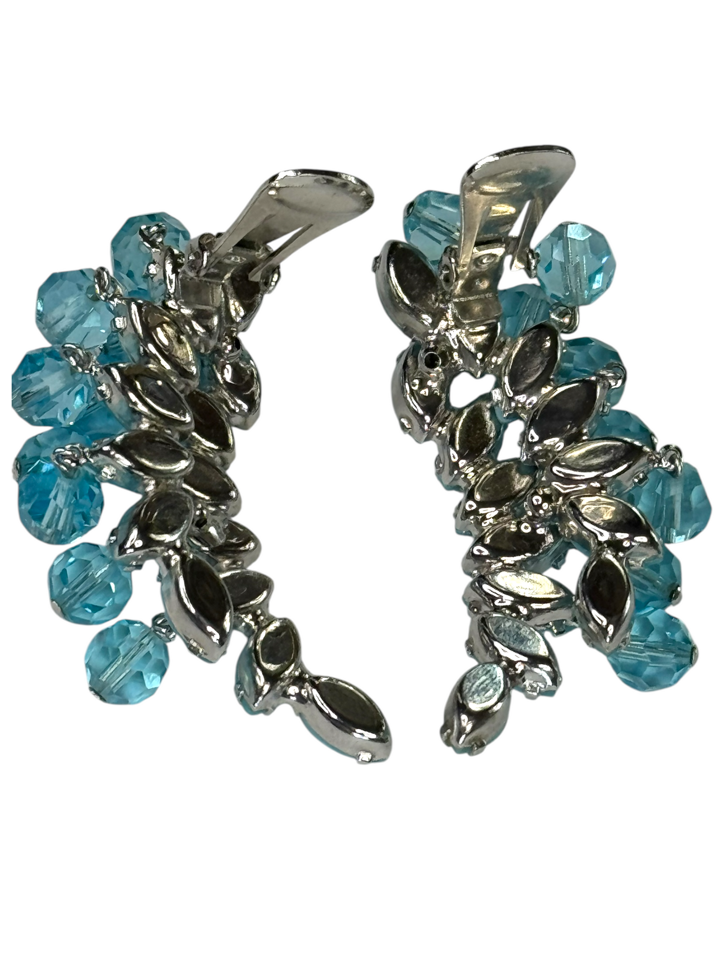 Vintage 1950s Signed Weiss Aqua Opaline Rhinestone Parure – Necklace, Bracelet & Earrings Set