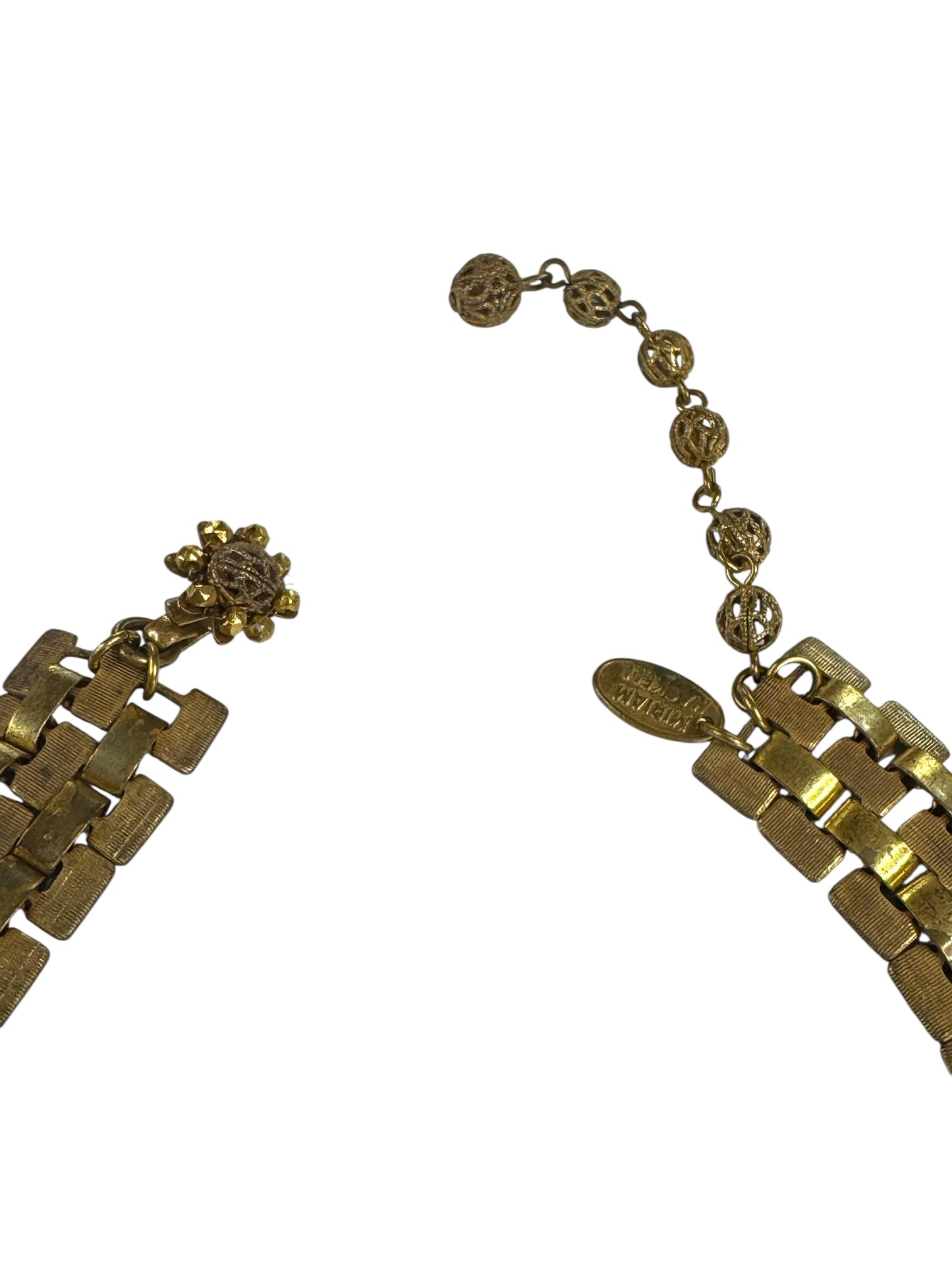 Rare 1950s Miriam Haskell Gold Gilt Chunky Link Choker – Signed Vintage Statement Necklace