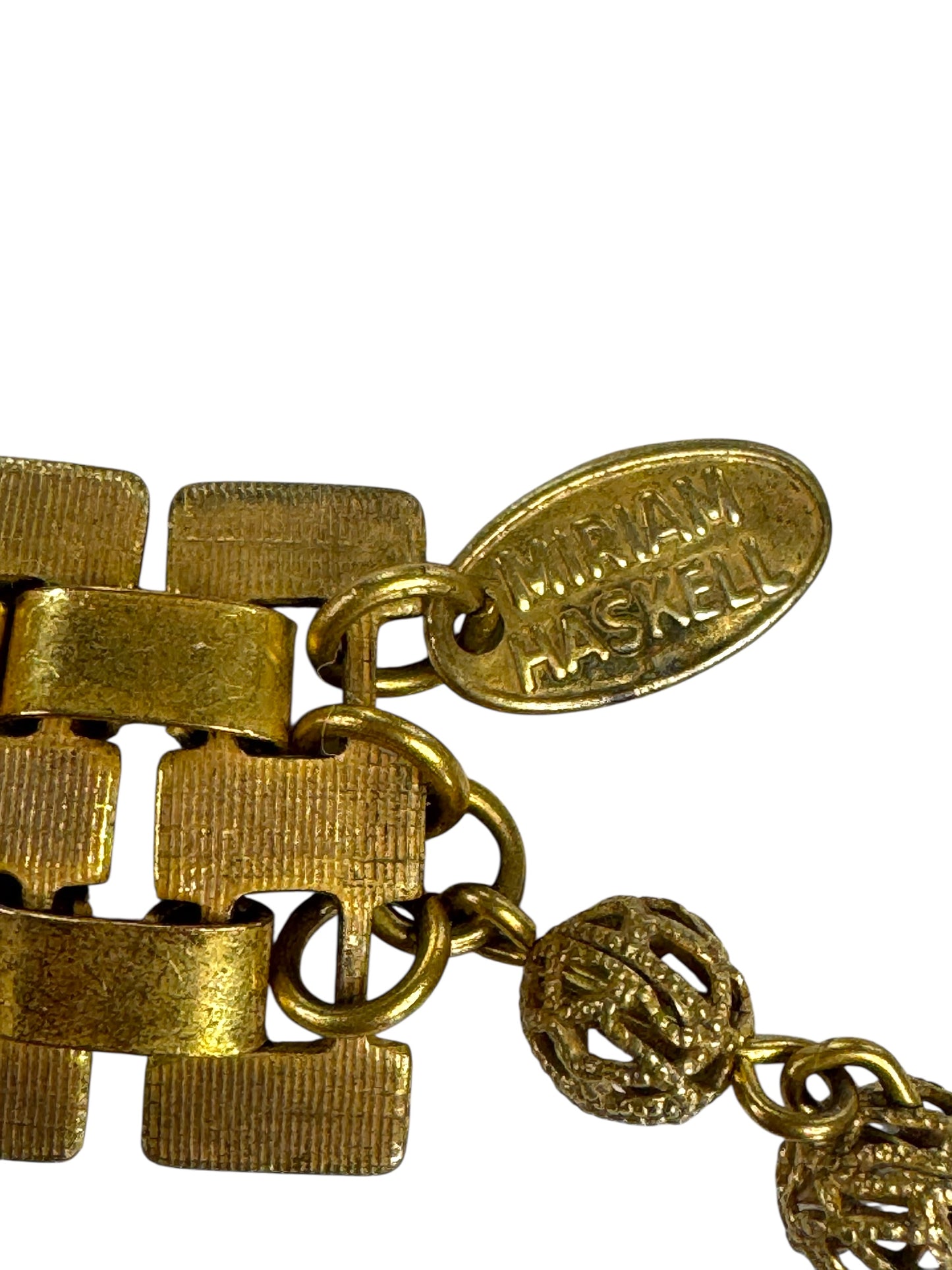 Rare 1950s Miriam Haskell Gold Gilt Chunky Link Choker – Signed Vintage Statement Necklace