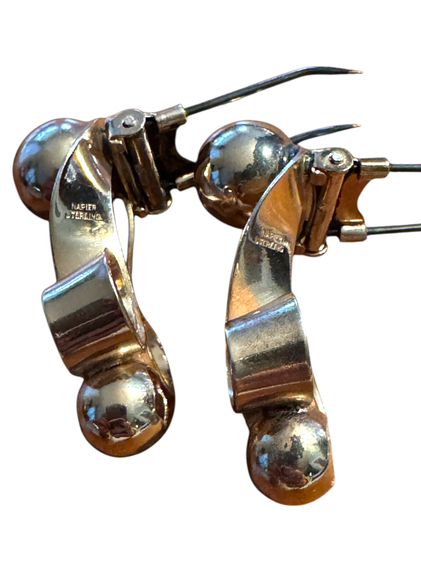 Vintage Napier Sterling Silver Art Deco Dress Clips – Pair (c. 1935–1945)