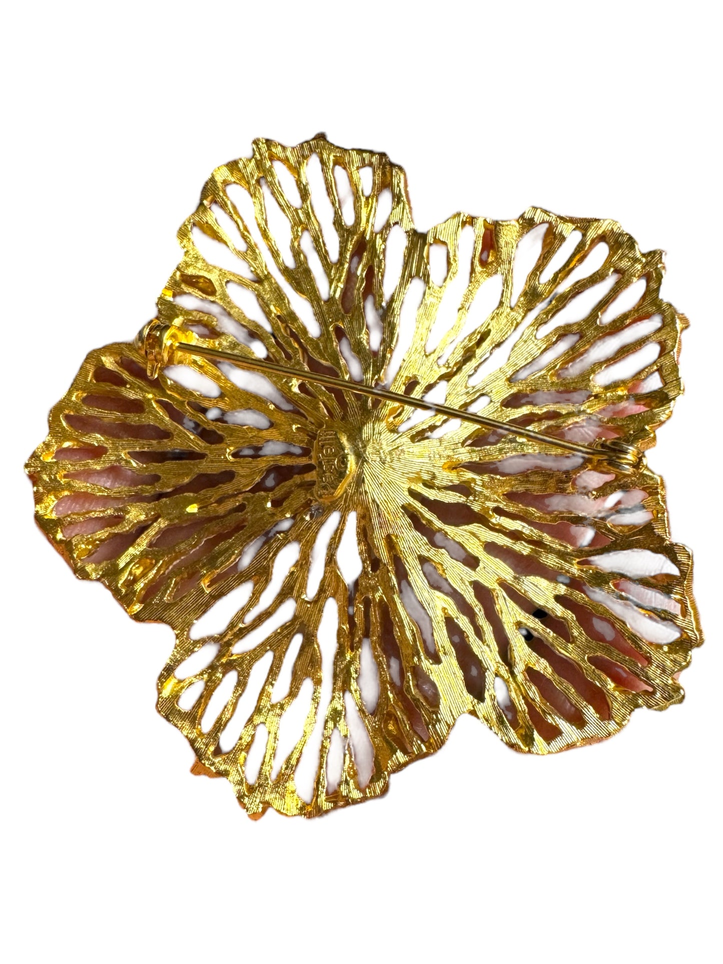 Vintage Signed Pastelli Gold & Satin Silver Flower Brooch – Round Floral Pin