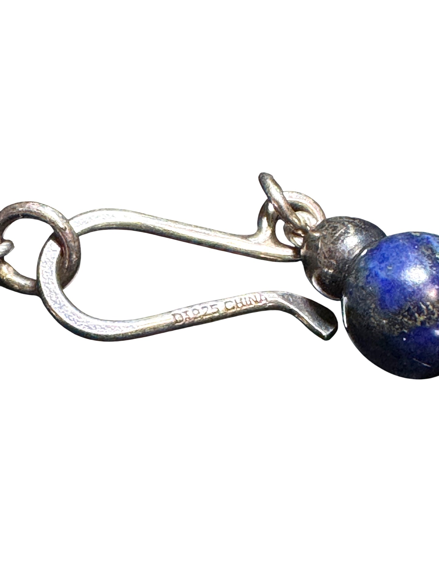 Vintage 52-Inch Lapis Lazuli Necklace – 8mm Natural Stone Beads with 925 Sterling Silver Clasp