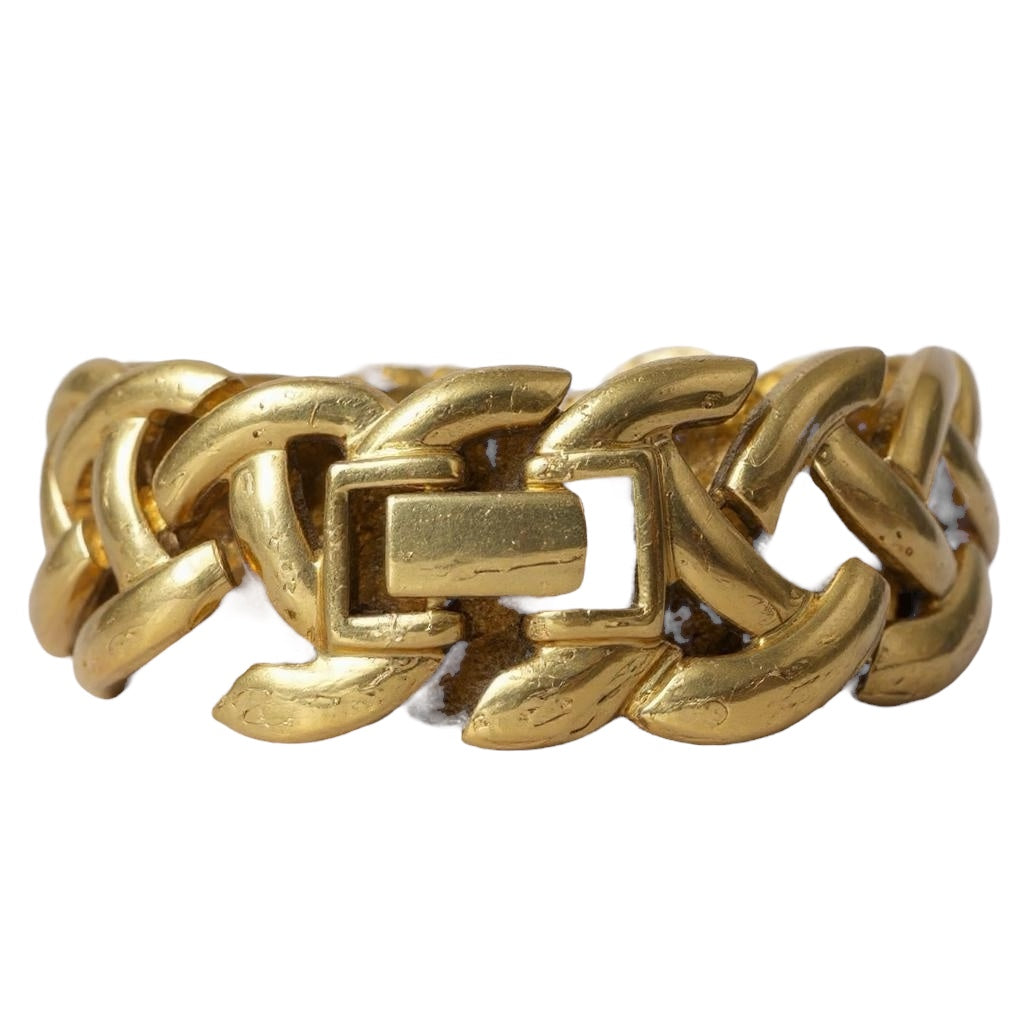 Vintage Napier patent pending articulated link necklace – chunky woven gold tone collar, 1950s–1960s statement jewelry