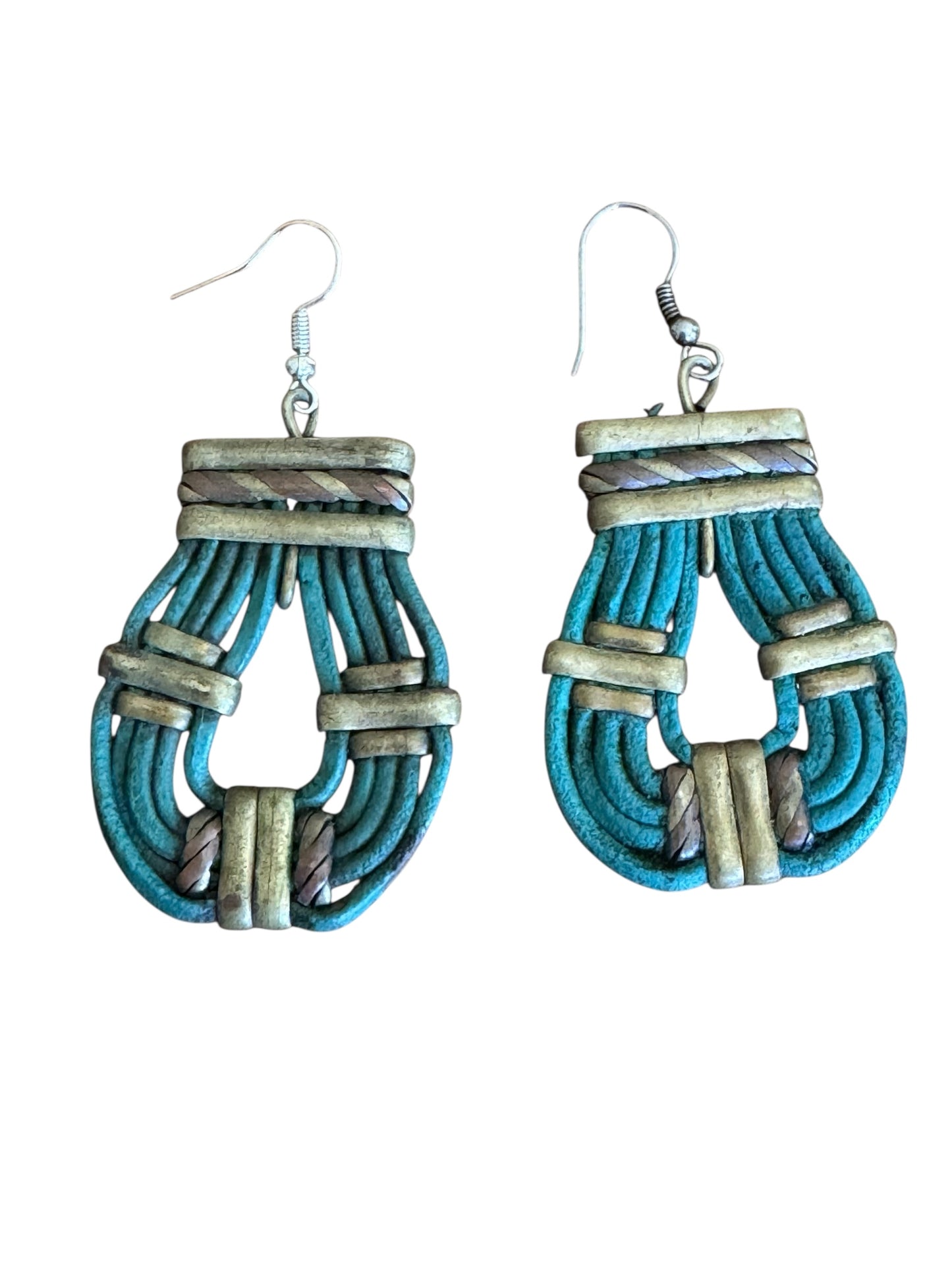 Vintage Alexis Kirk leather and brass jewelry set – statement choker, cuff, and earrings, rare 1980s collectible