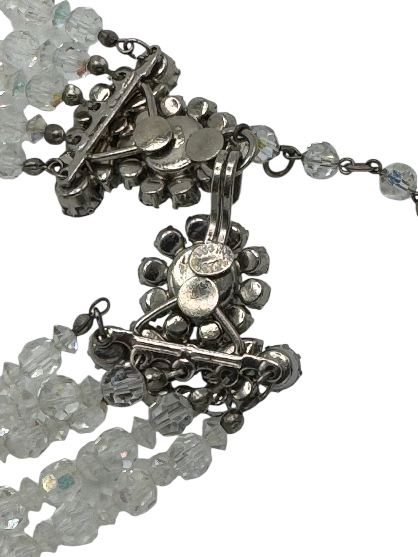 Vintage five-strand aurora borealis crystal necklace – signed made in Austria, dazzling mid-century statement jewelry