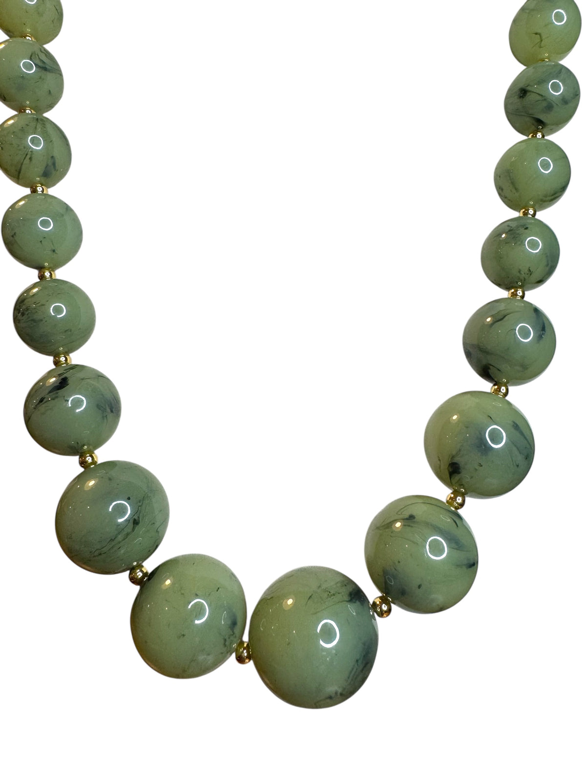 Signed Vintage Joan Rivers Green Lucite Bead Necklace & Earring Set – Classics Collection