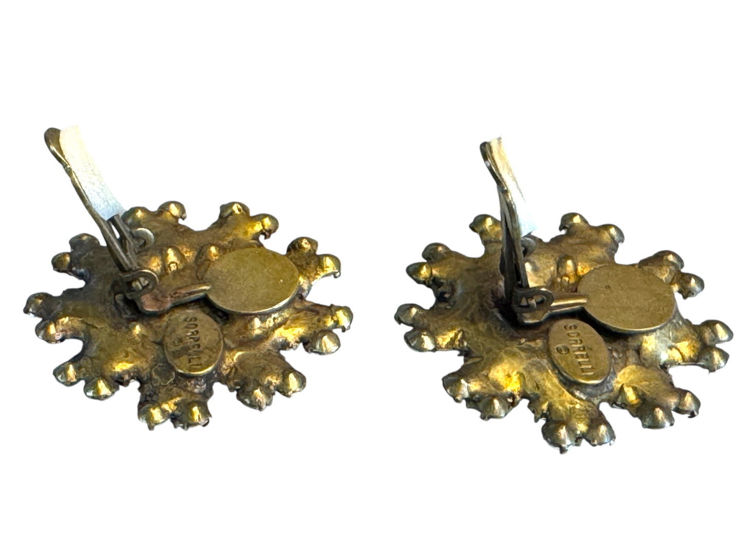 Vintage-Inspired Sorrelli Swarovski Cluster Clip-On Earrings – Multi-Tone Crystal & Brass