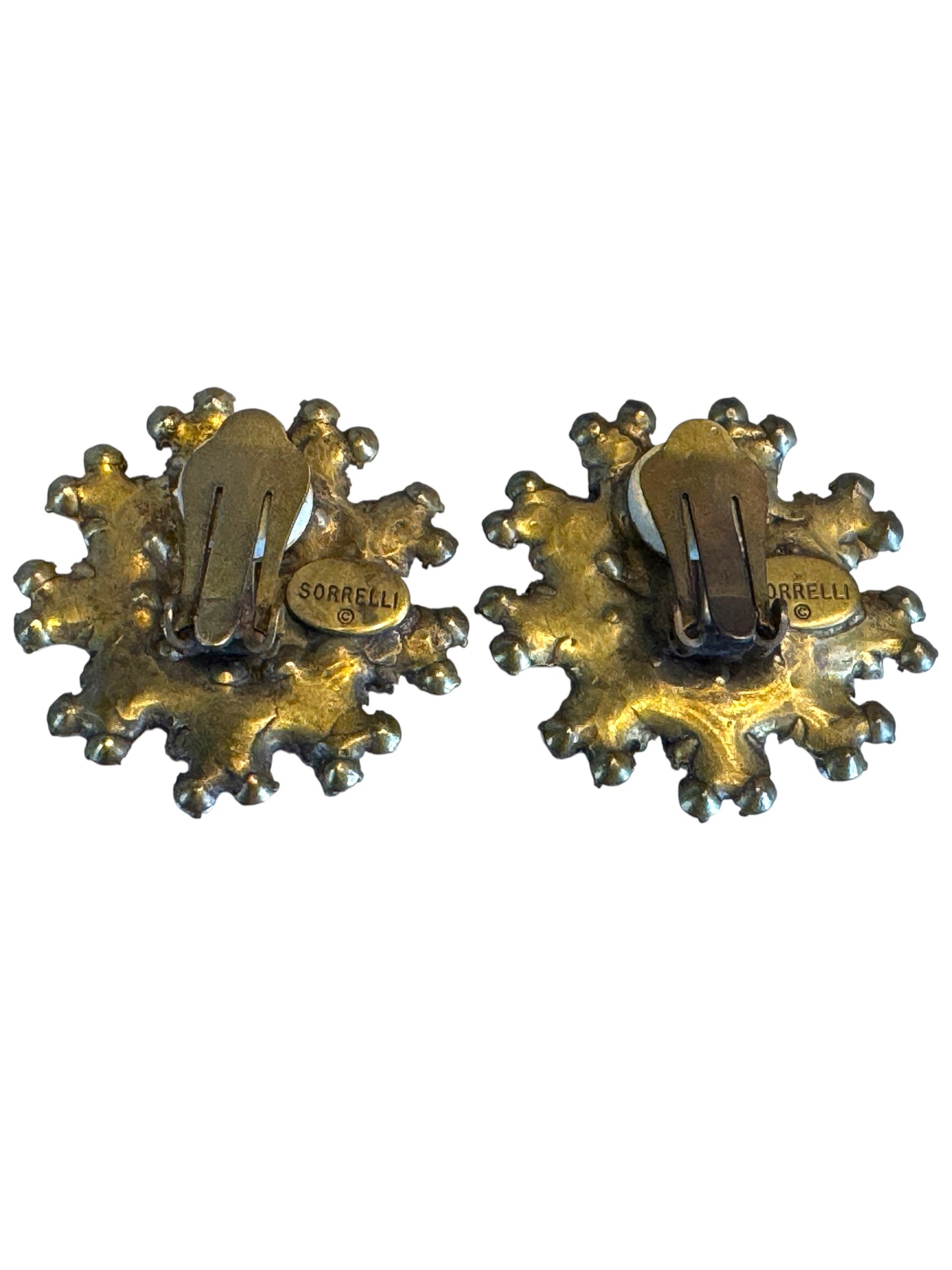 Vintage-Inspired Sorrelli Swarovski Cluster Clip-On Earrings – Multi-Tone Crystal & Brass