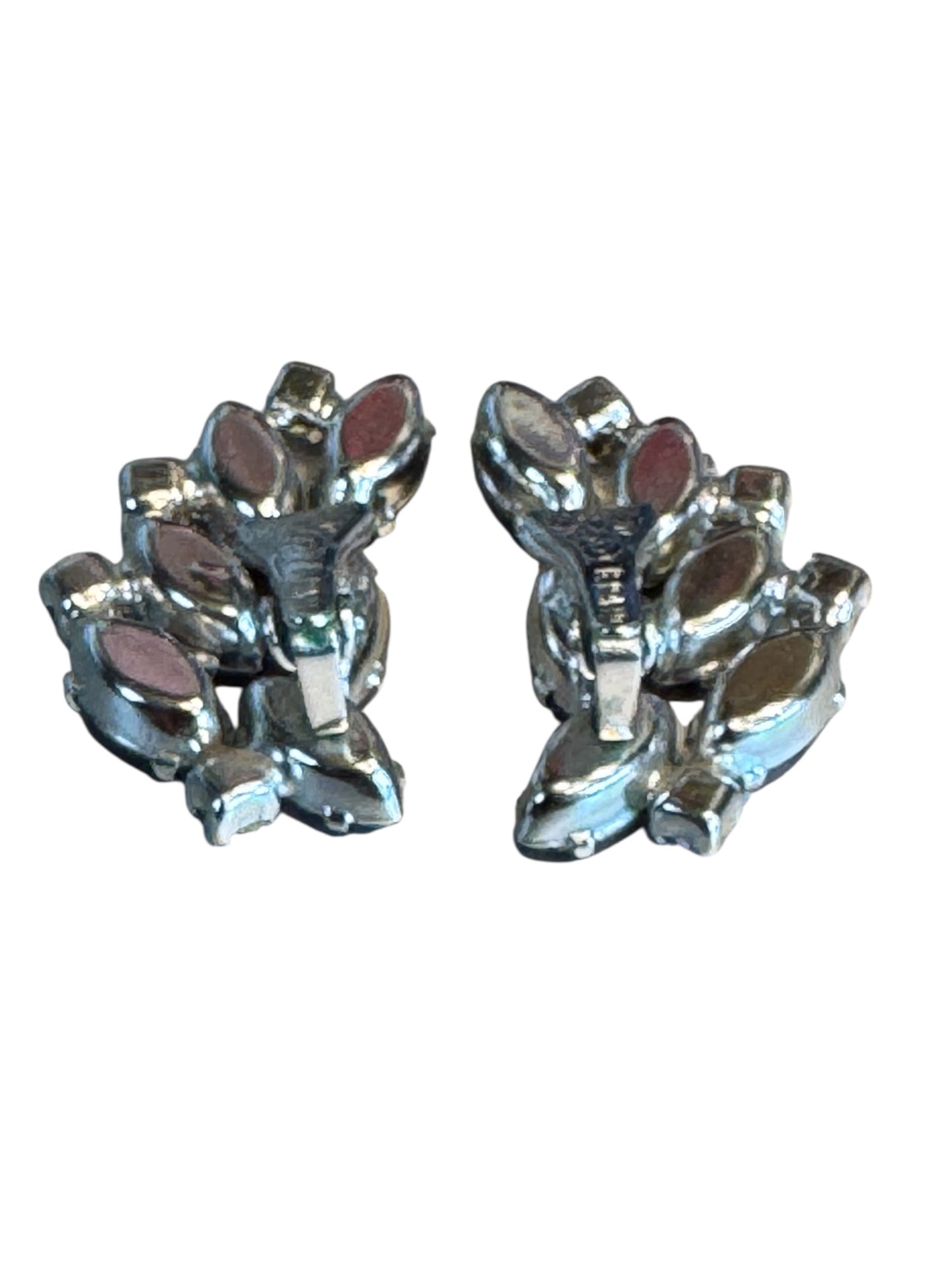 Vintage 1950s B. David Amethyst & Pale Lavender Rhinestone Parure – Rhodium-Plated Necklace & Earring Set – Signed Mid-Century Couture Jewelry