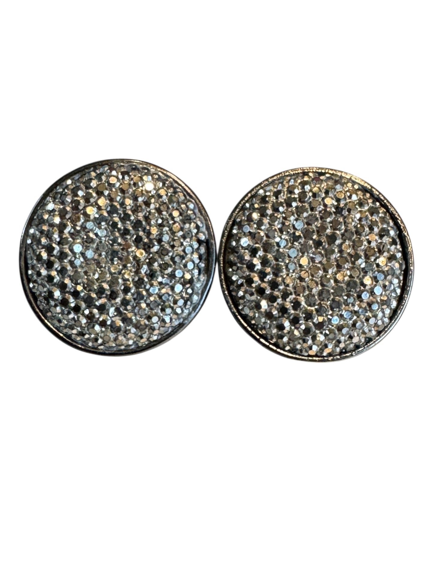 Joan Rivers Gunmetal Pavé Crystal Clip-On Earrings – Signed Lightweight Sparkle