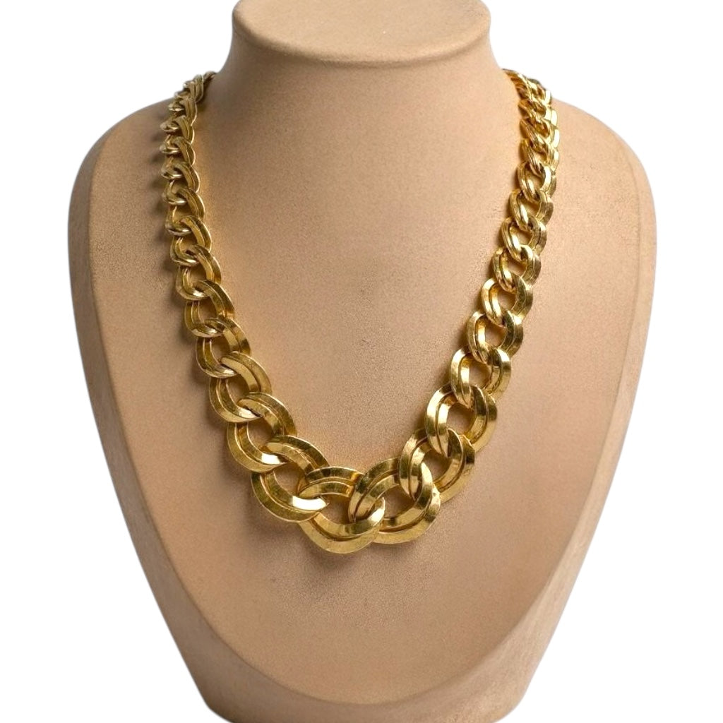 Vintage Monet Chunky Gold-Tone Curb Chain Statement Necklace