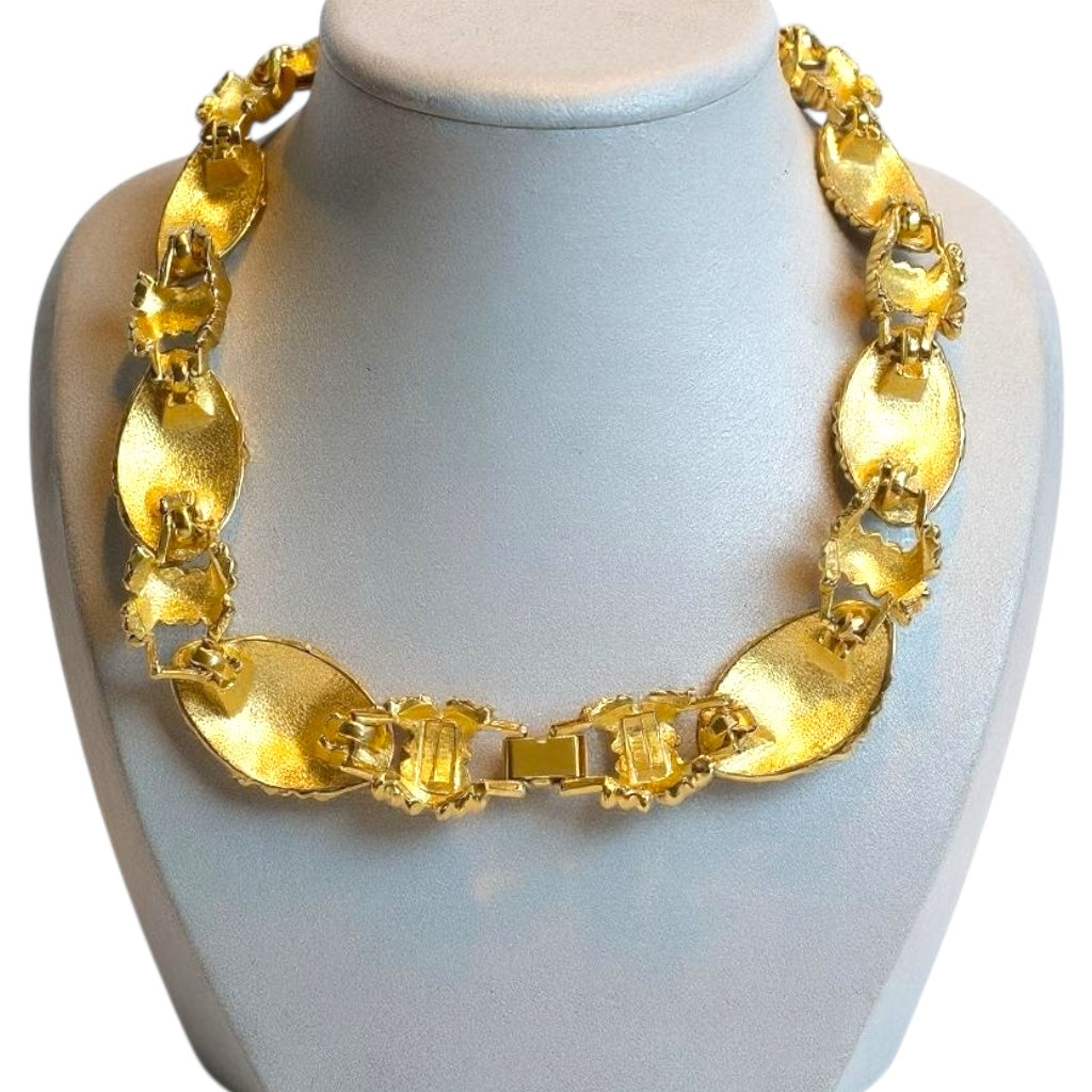Vintage Bold Elegance Gold-Tone Articulated Statement Necklace