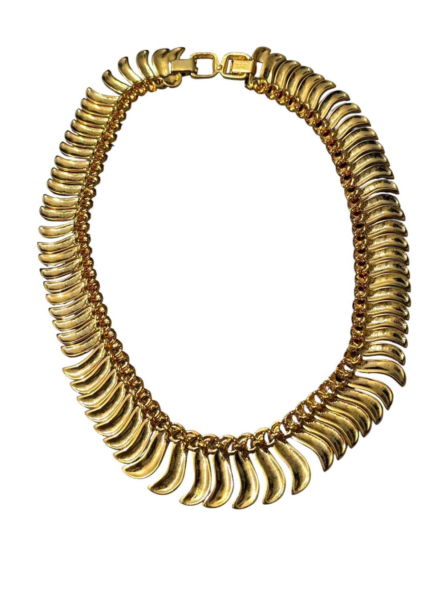 Rare Vintage Napier Runway Necklace – Gold-Tone Wave Collar – Signed Patent Pending