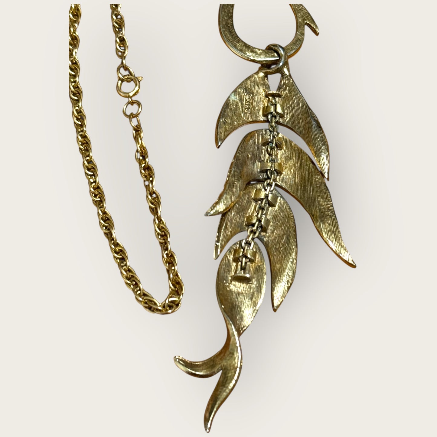Vintage ART by Arthur Pepper Articulated Fish Pendant Necklace – Signed Gold-Tone Statement Jewelry