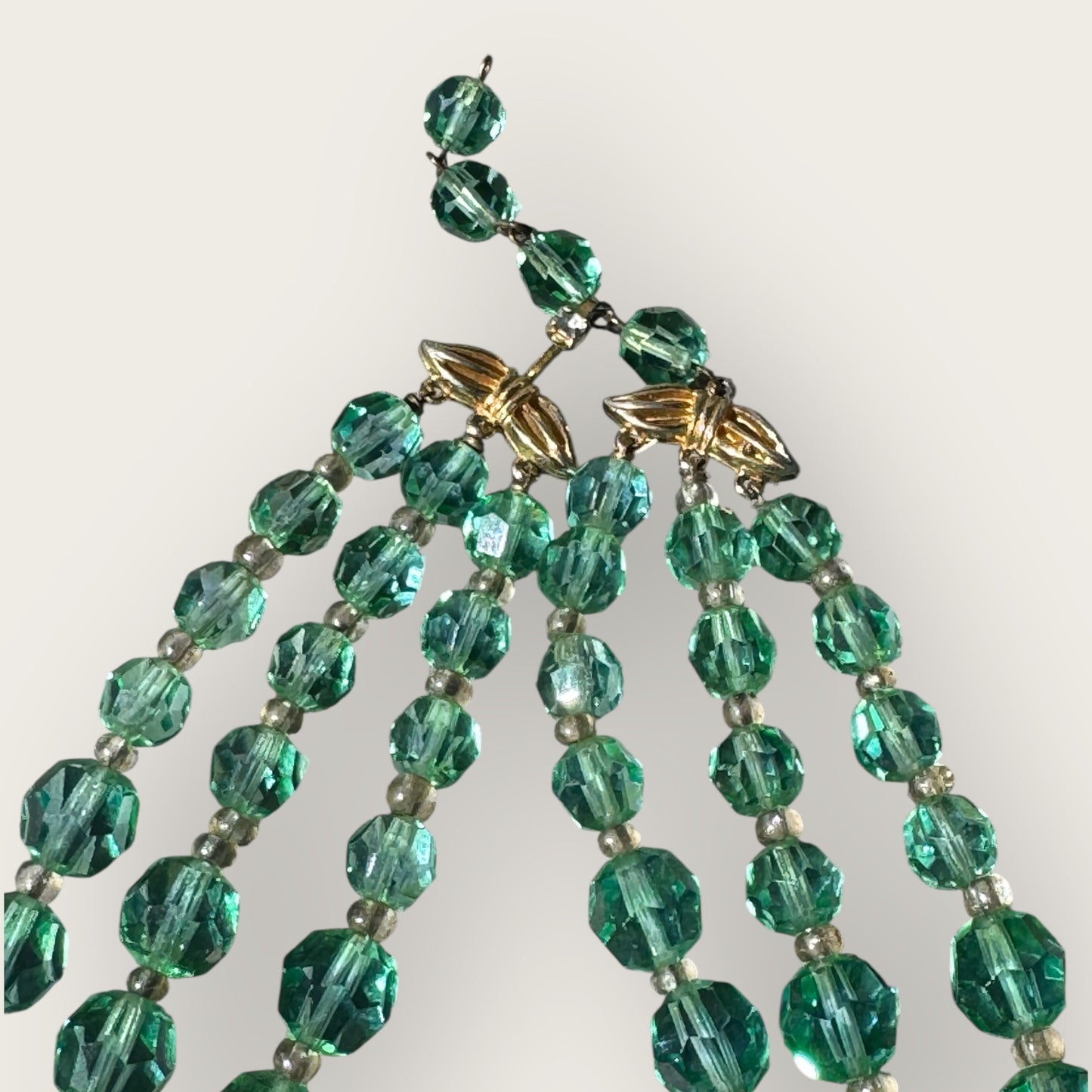 Vintage Marvella Green Crystal Bead Multi-Strand Necklace