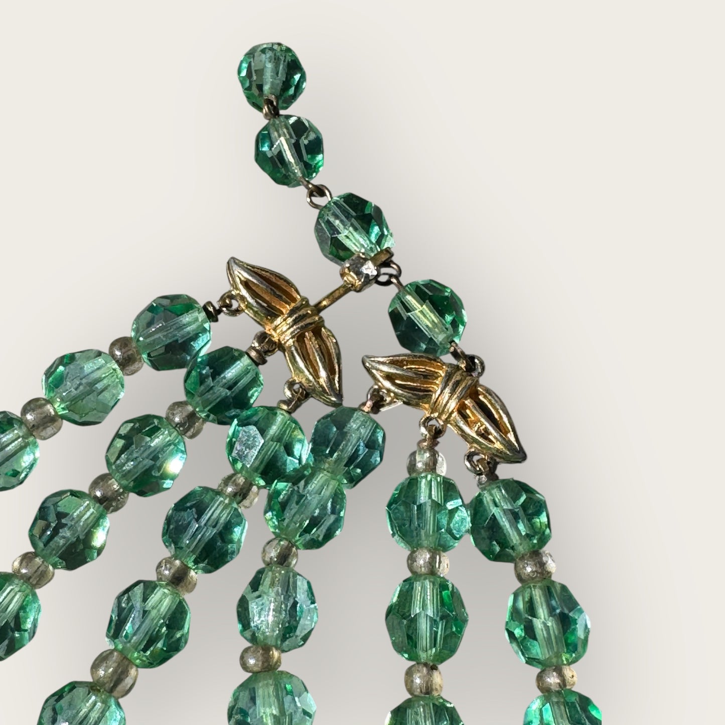 Vintage Marvella Green Crystal Bead Multi-Strand Necklace