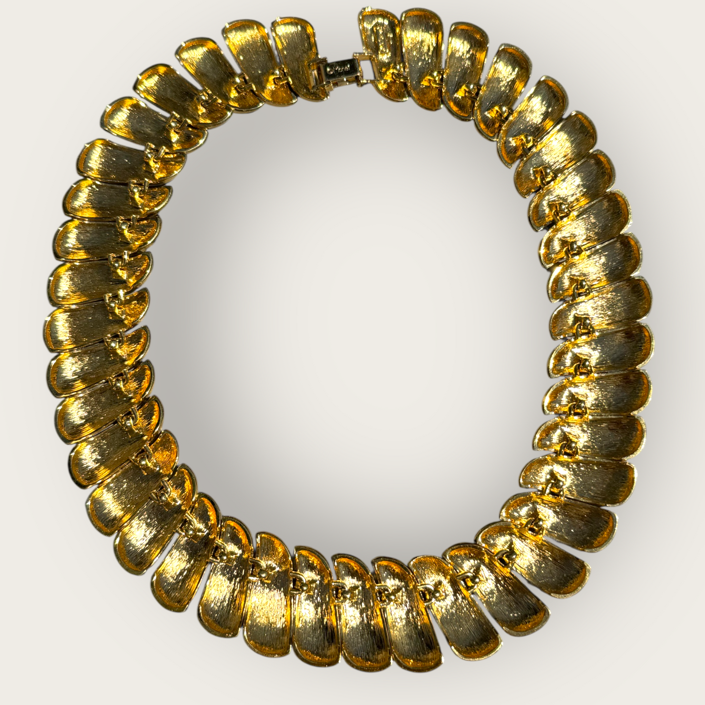 Navy Blue and Gold-Tone Articulated Choker Necklace – Signed Monet