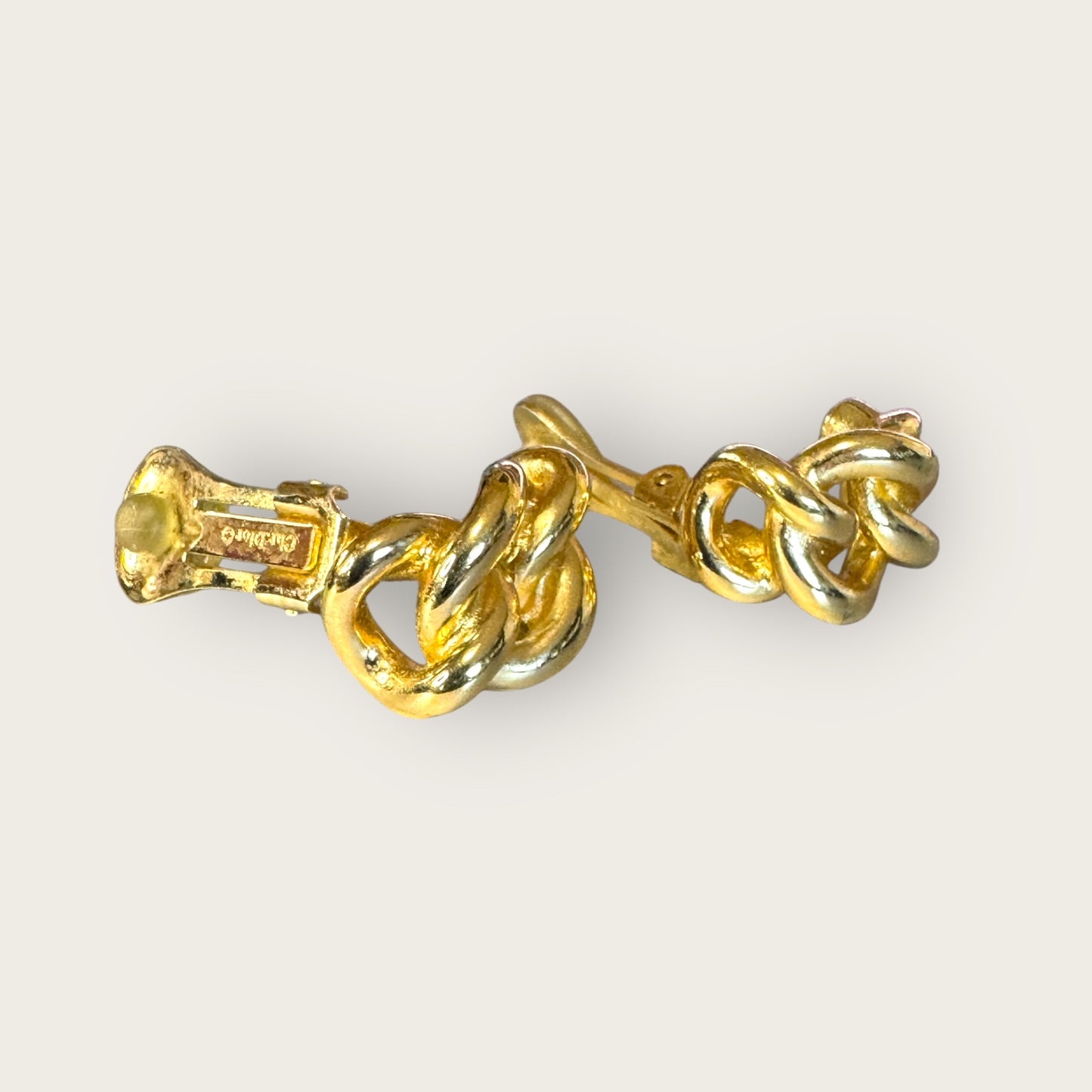 Vintage Christian Dior Couture Gold-Tone Twisted Rope Clip-On Earrings – Signed Designer Jewelry