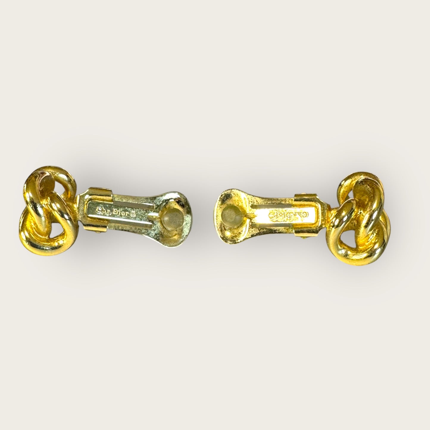 Vintage Christian Dior Couture Gold-Tone Twisted Rope Clip-On Earrings – Signed Designer Jewelry