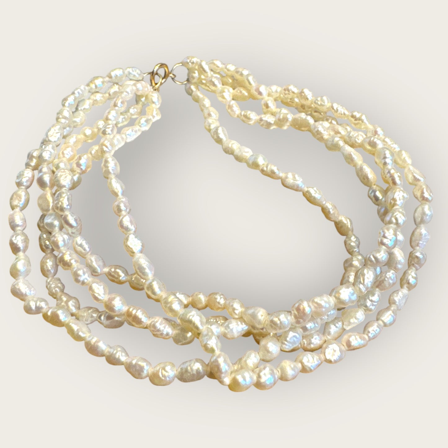 Vintage Five-Strand Freshwater Pearl Bracelet with 14K Gold-Filled Signed Clasp – 7.25 Inches