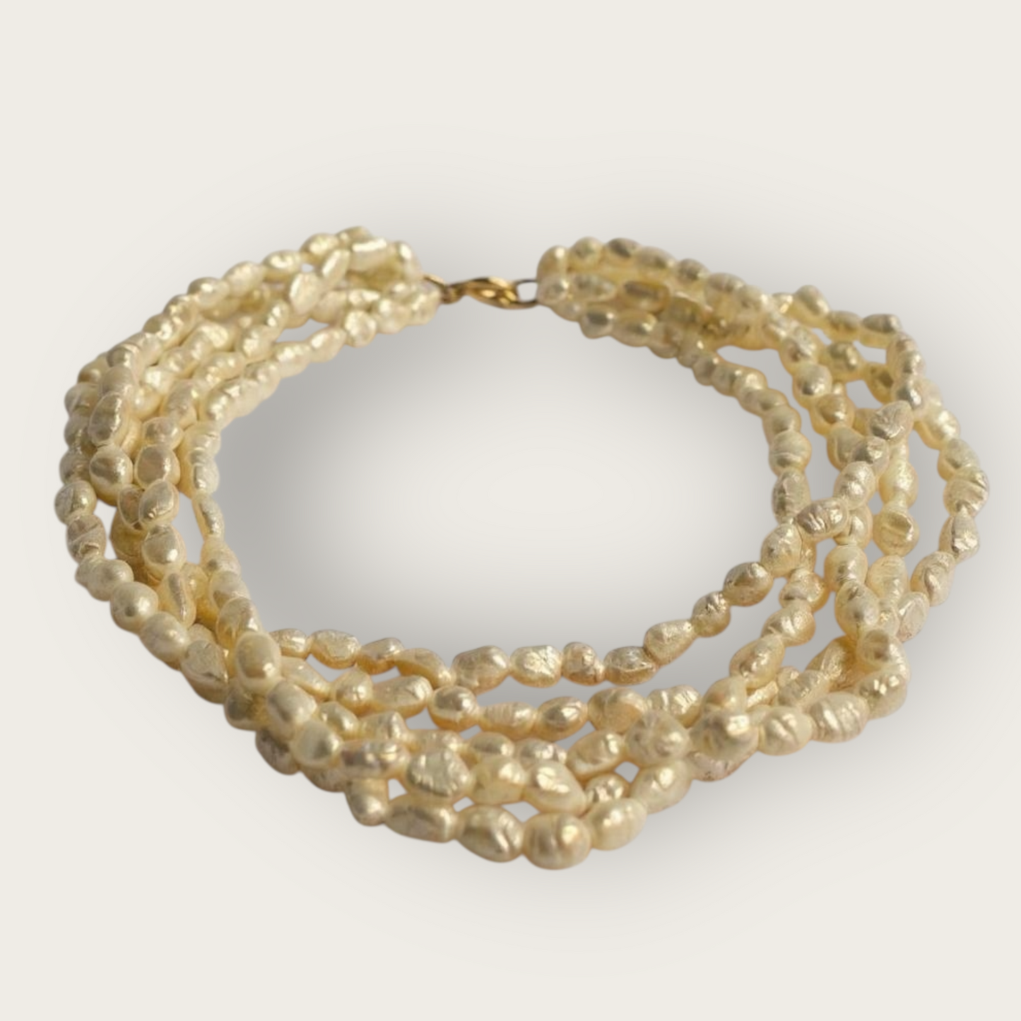 Vintage Five-Strand Freshwater Pearl Bracelet with 14K Gold-Filled Signed Clasp – 7.25 Inches