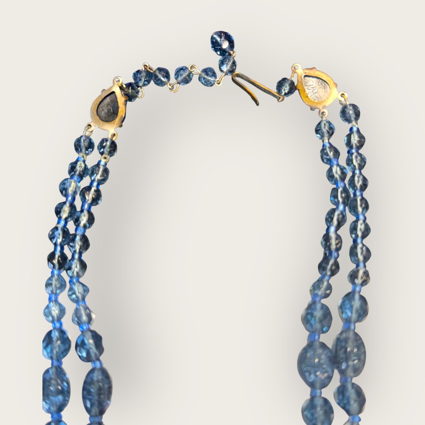 Vintage West Germany Slate Blue Glass Bead Double-Strand Necklace