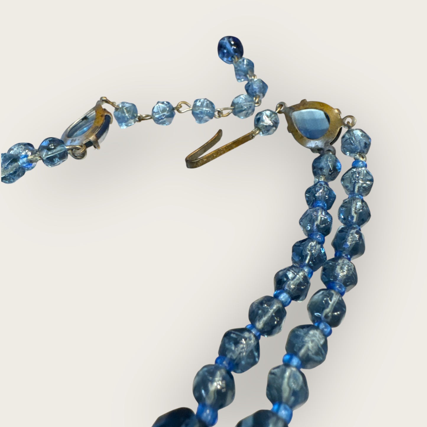 Vintage West Germany Slate Blue Glass Bead Double-Strand Necklace