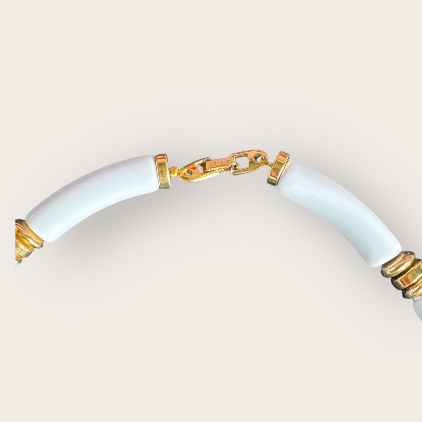 Vintage Signed Napier White Lucite and Gold Tone Collar Necklace