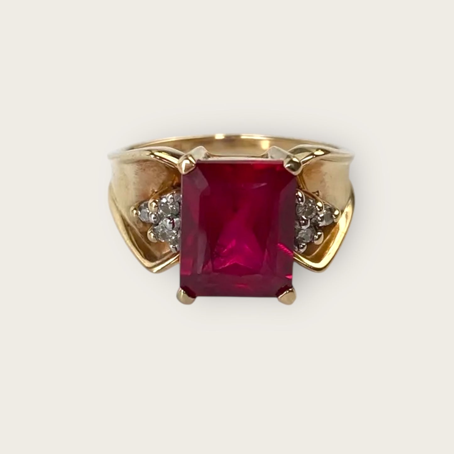 Vintage 10k Yellow Gold Ruby and Diamond Ring – Estate Fine Jewelry, Size 5.75