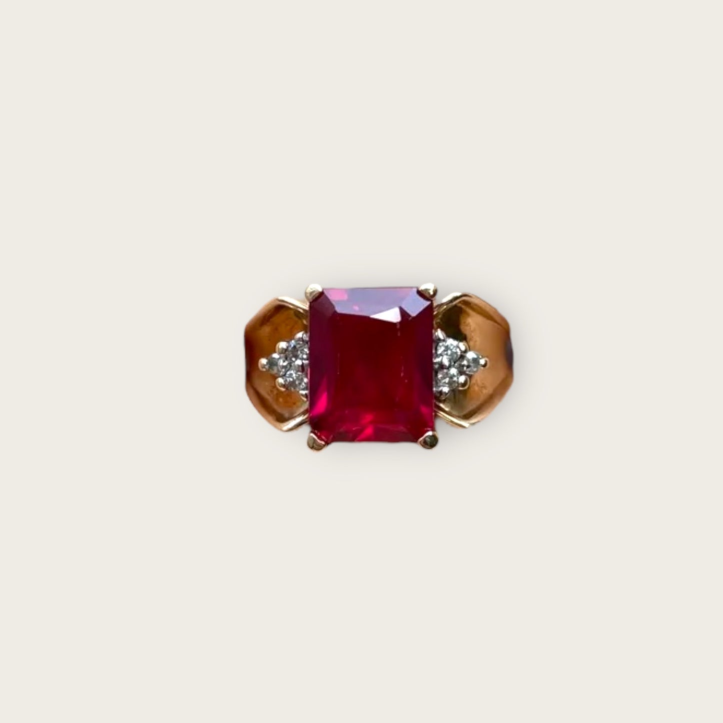 Vintage 10k Yellow Gold Ruby and Diamond Ring – Estate Fine Jewelry, Size 5.75