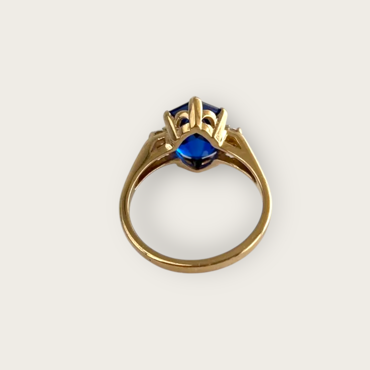 Vintage 10k Yellow Gold Blue Spinel and Quartz Ring – Size 5.75 Fine Estate Jewelry