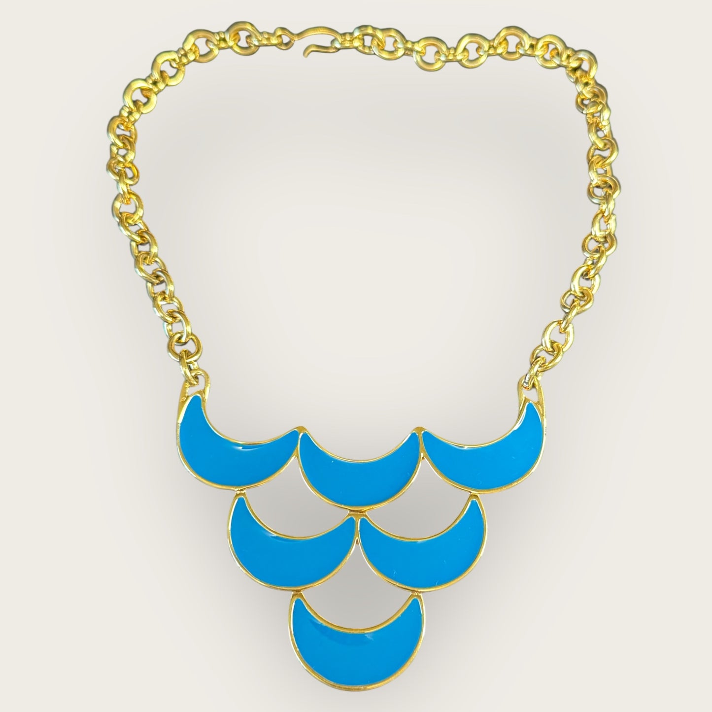 Vintage Monet Turquoise Enamel Statement Necklace, 1980s–1990s Signed