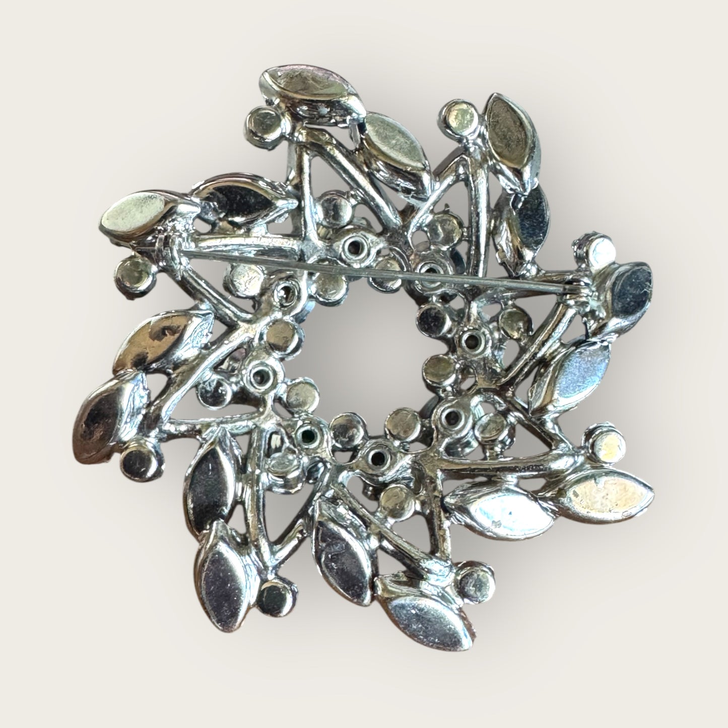 Juliana Style Aurora Borealis & Blue Rhinestone Starburst Brooch – 1950s Unsigned Statement Pin