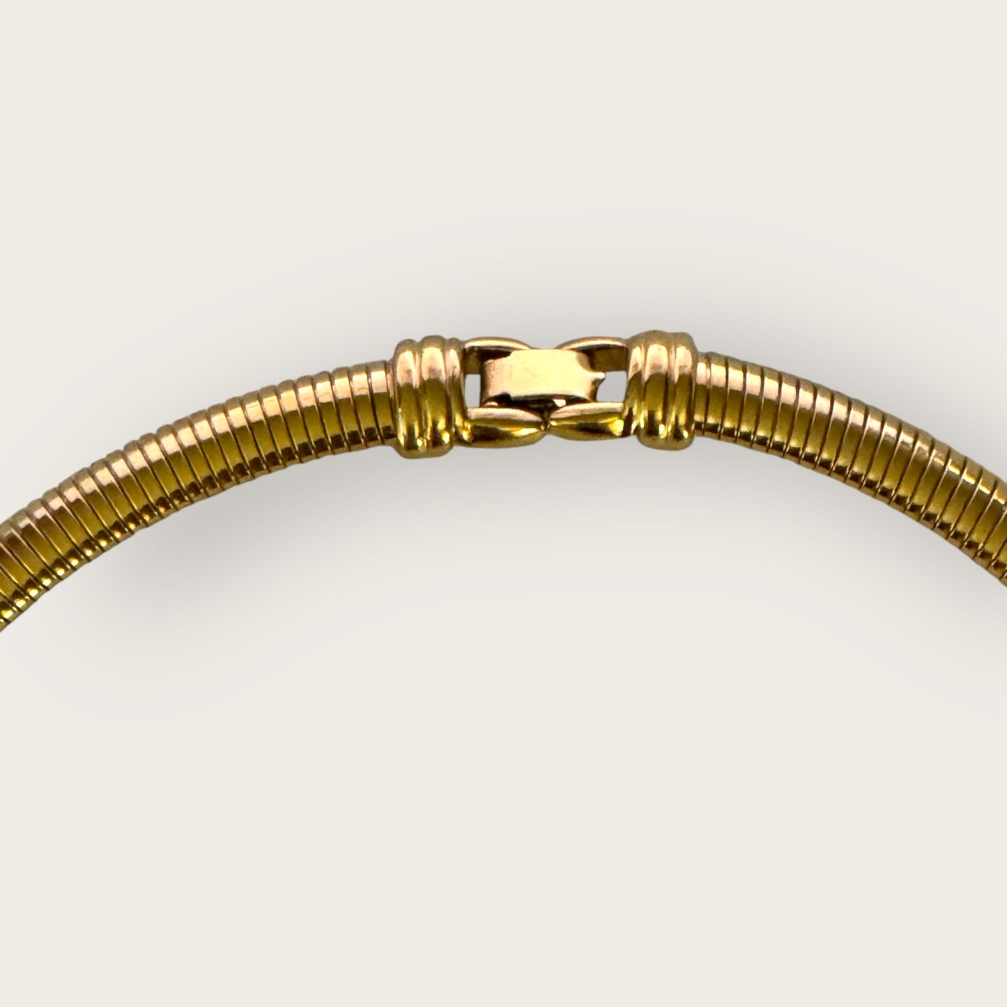 Vintage Monet Chunky Omega Gold Collar Necklace with Enamel V Accent – Signed Statement Piece