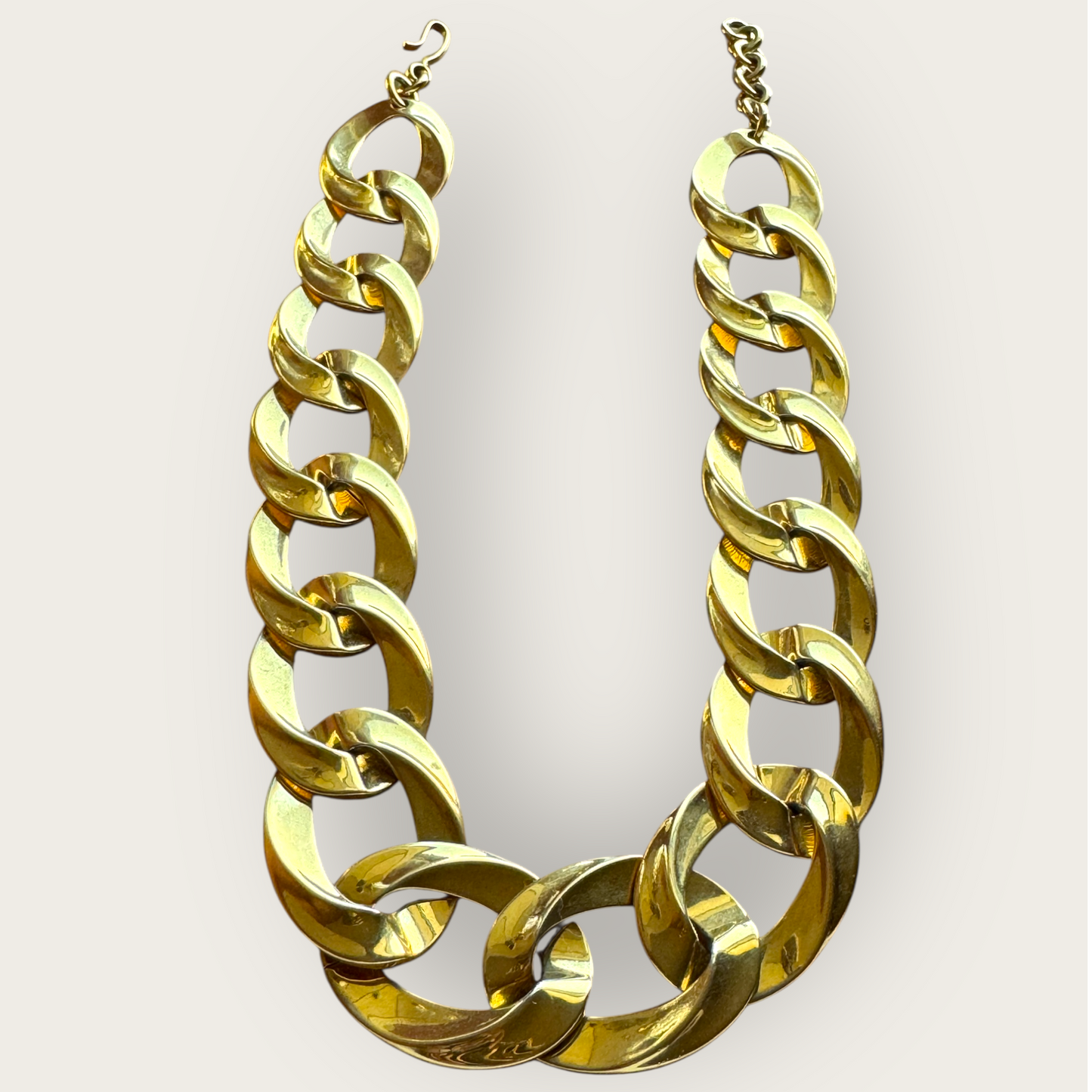 Vintage Monet Chunky Gold-Tone Link Necklace – Bold Runway Statement Chain, Signed