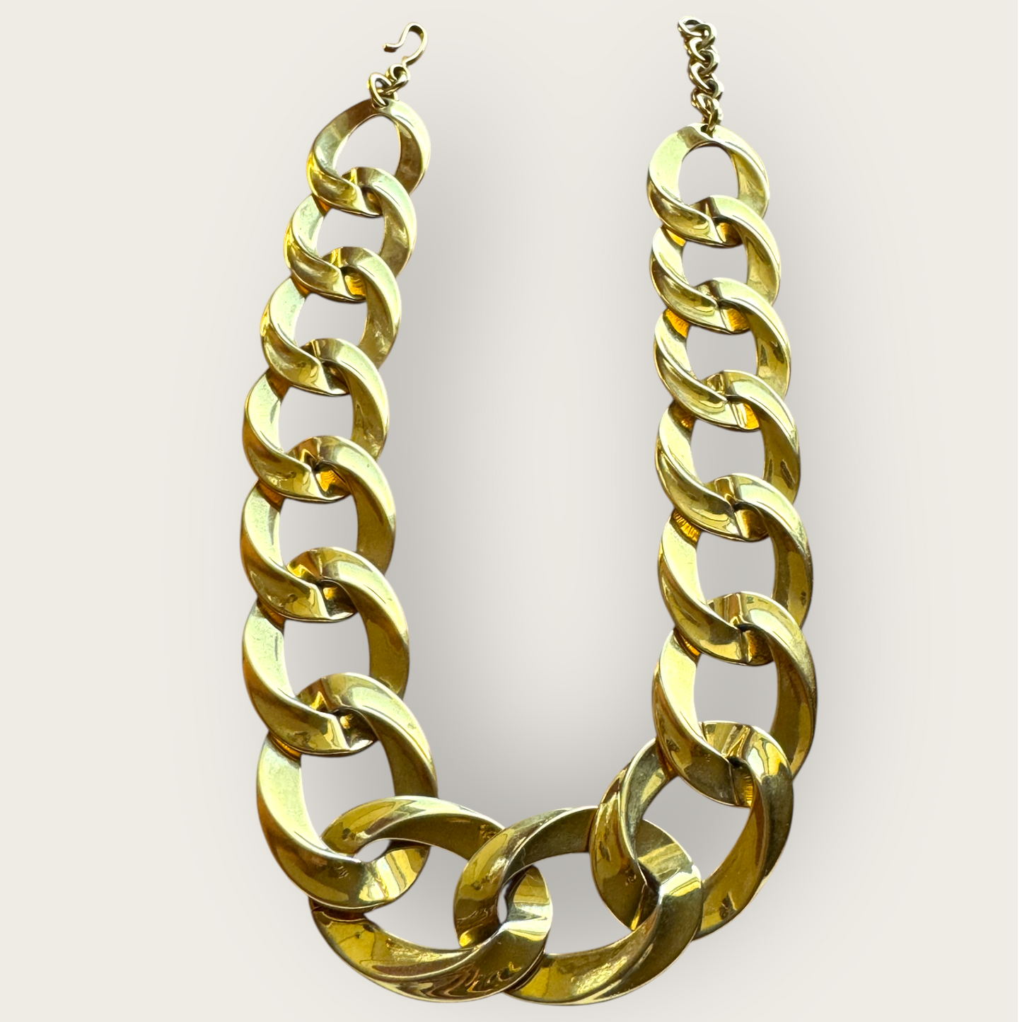 Vintage Monet Chunky Gold-Tone Link Necklace – Bold Runway Statement Chain, Signed